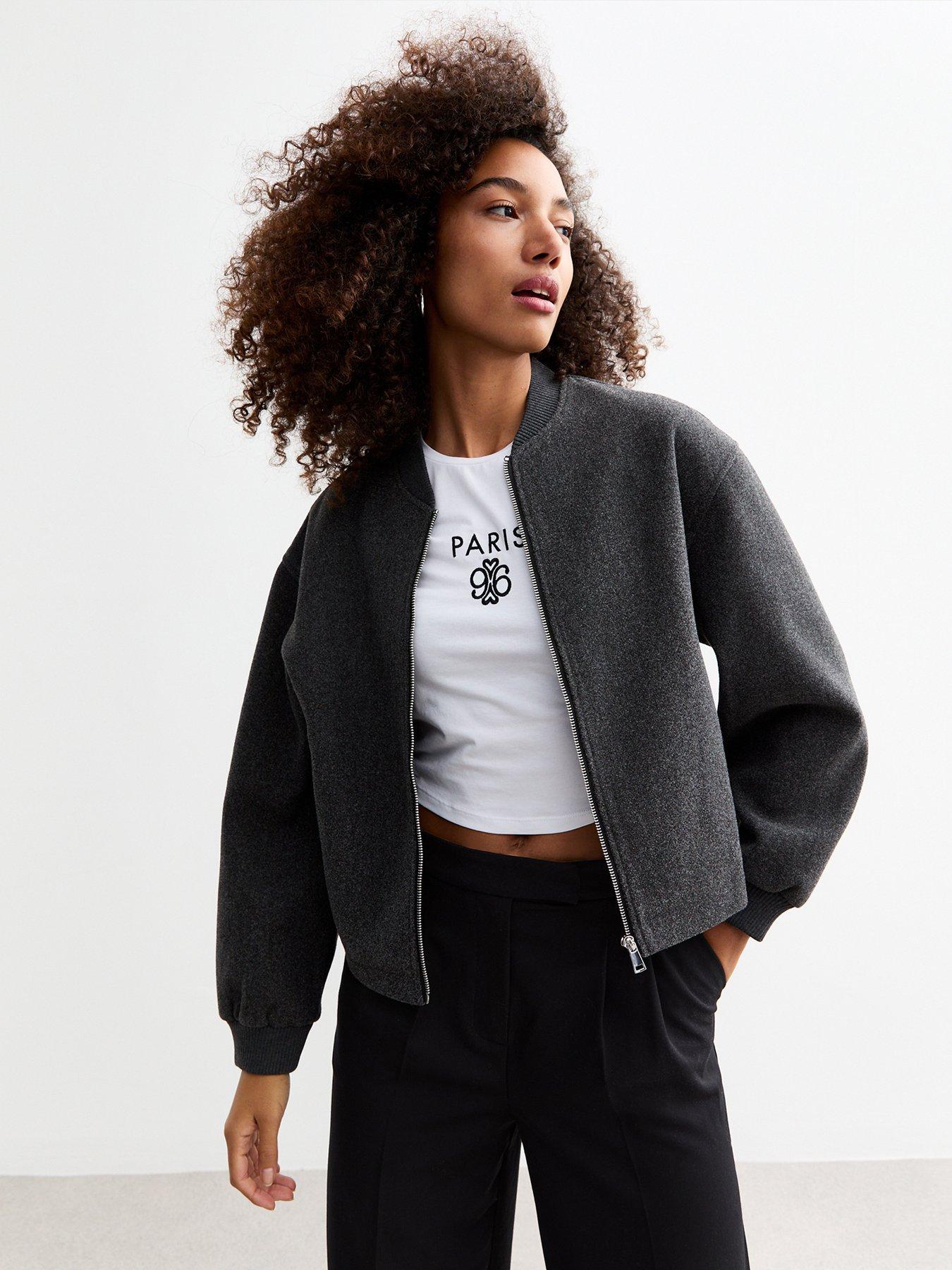 new look grey bomber jacket