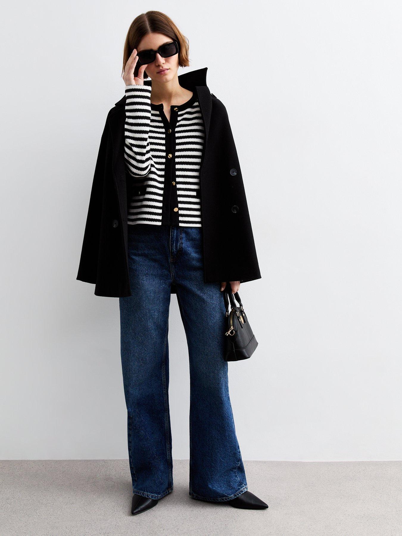 Image 3 of 5 of New Look Black Soft Touch Striped Cardigan - Print