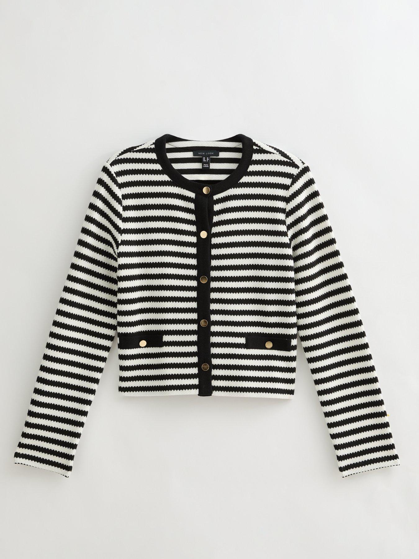Image 5 of 5 of New Look Black Soft Touch Striped Cardigan - Print