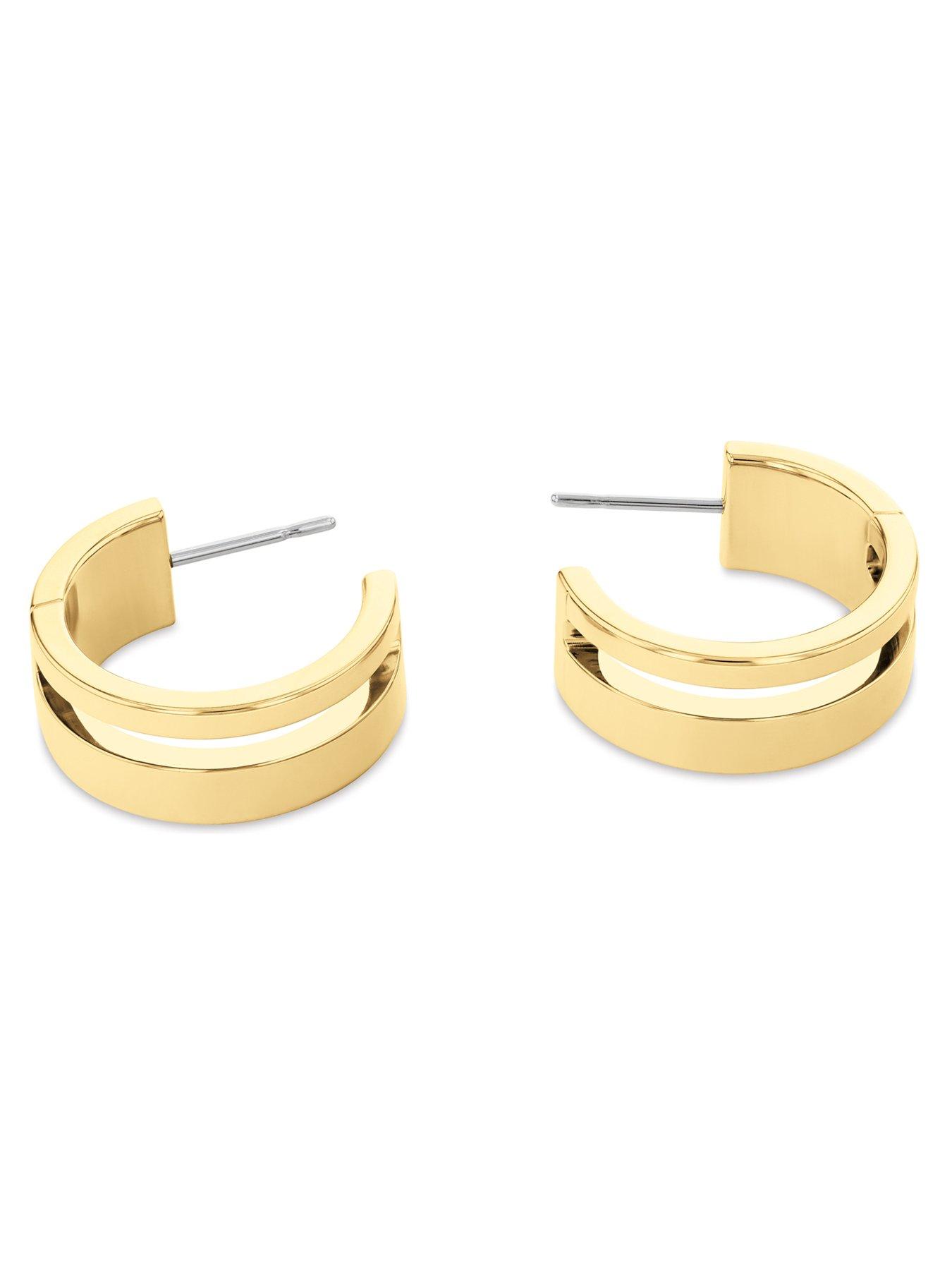 Image 2 of 4 of Calvin Klein Womens Calvin Klein gold plated hoop earrings