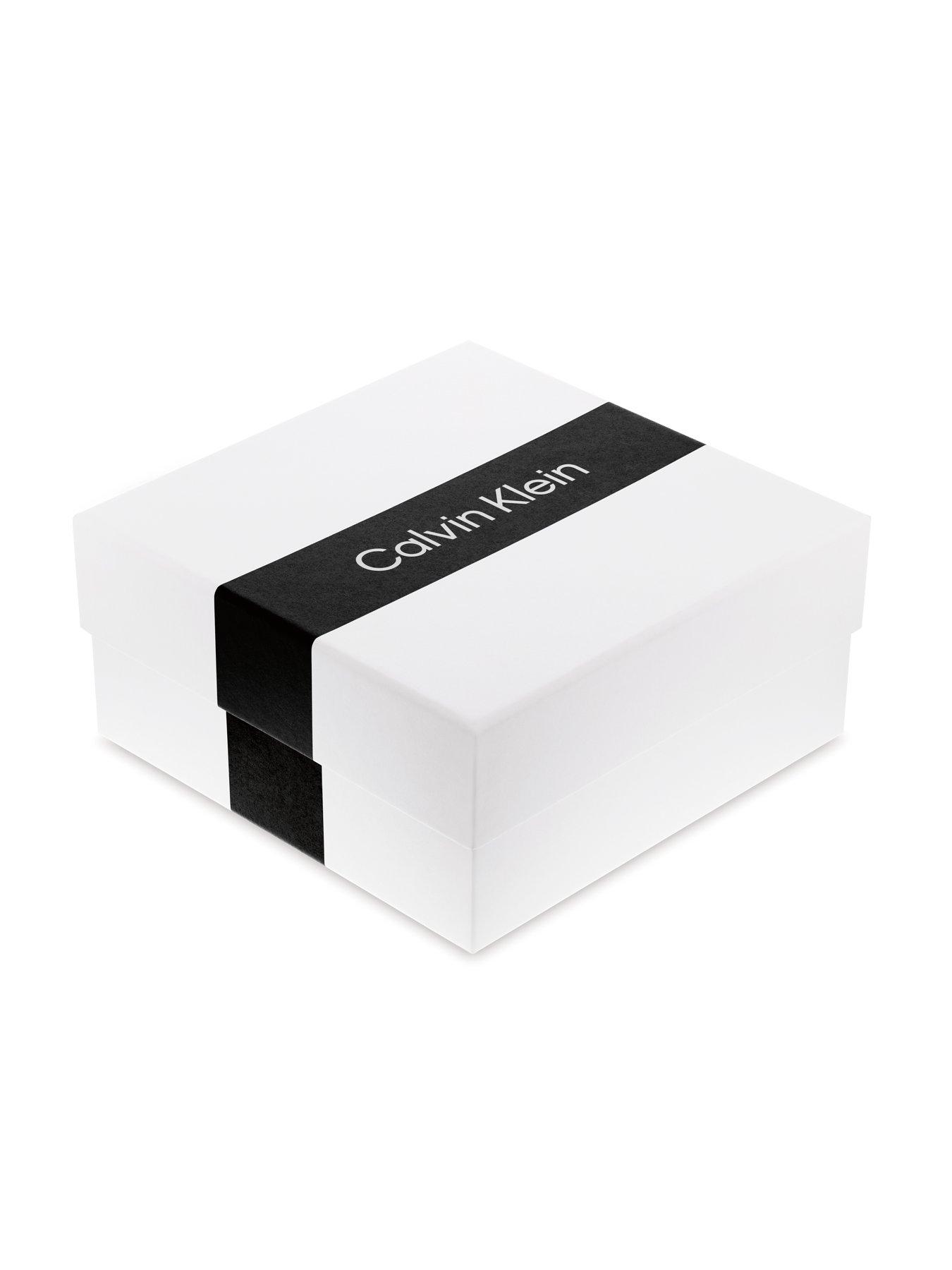 Image 4 of 4 of Calvin Klein Womens Calvin Klein gold plated hoop earrings