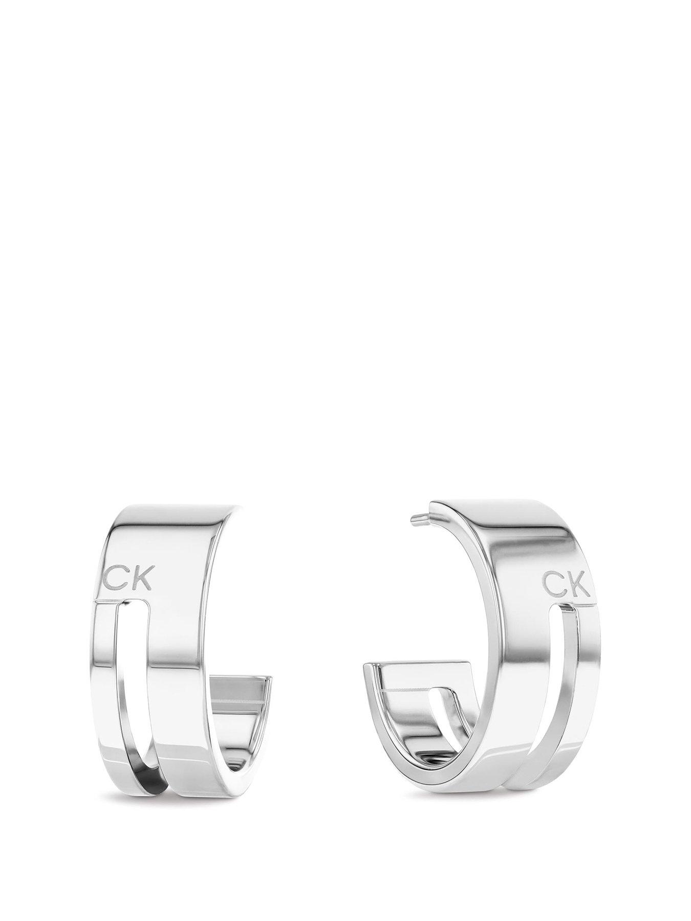 Image 1 of 3 of Calvin Klein Womens Calvin Klein stainless steel hoop earrings