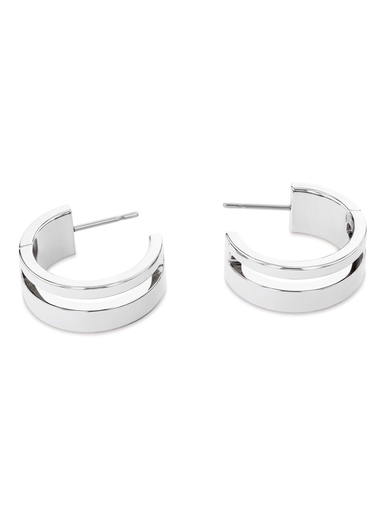 Image 2 of 3 of Calvin Klein Womens Calvin Klein stainless steel hoop earrings