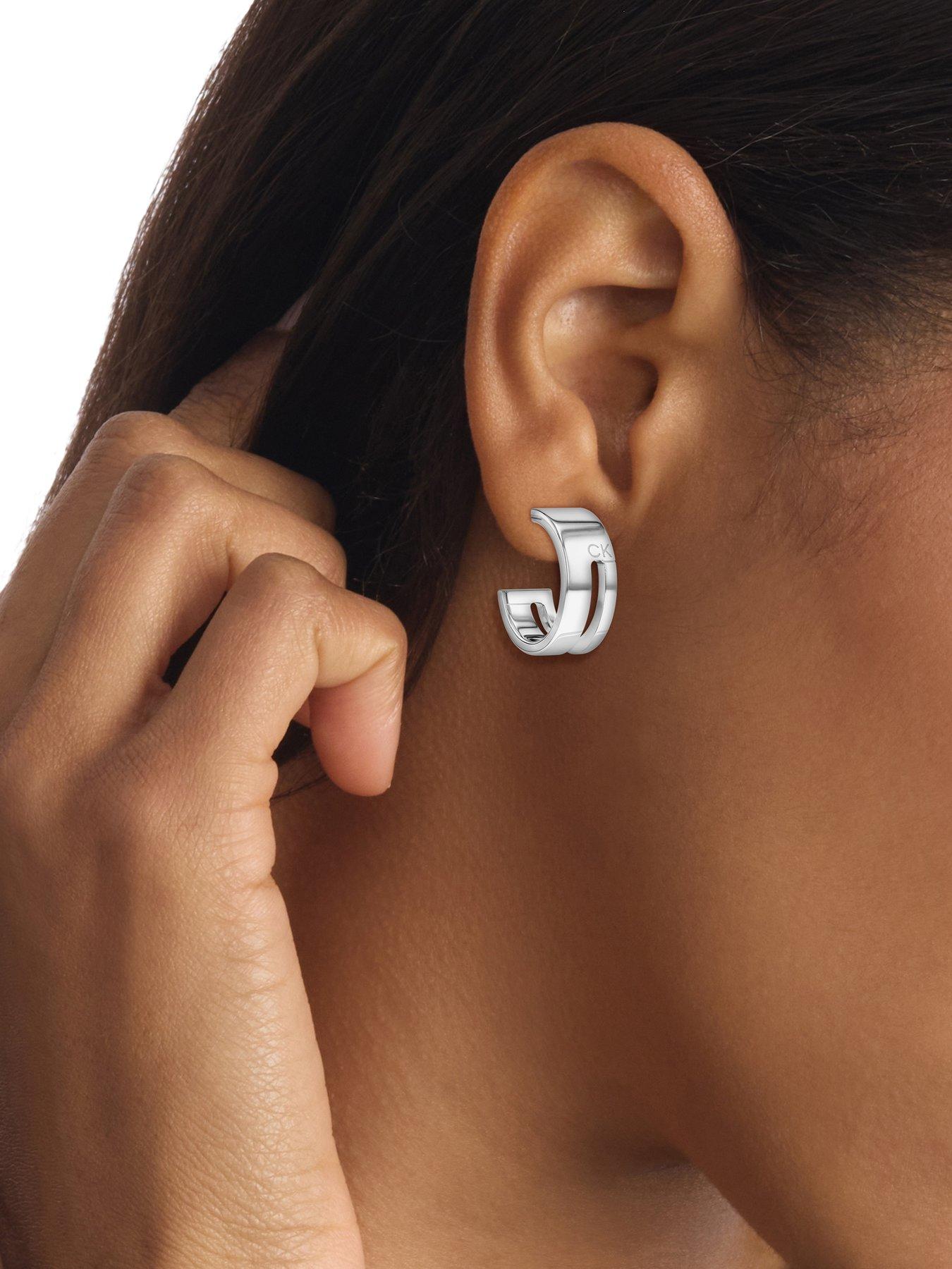 Image 3 of 3 of Calvin Klein Womens Calvin Klein stainless steel hoop earrings
