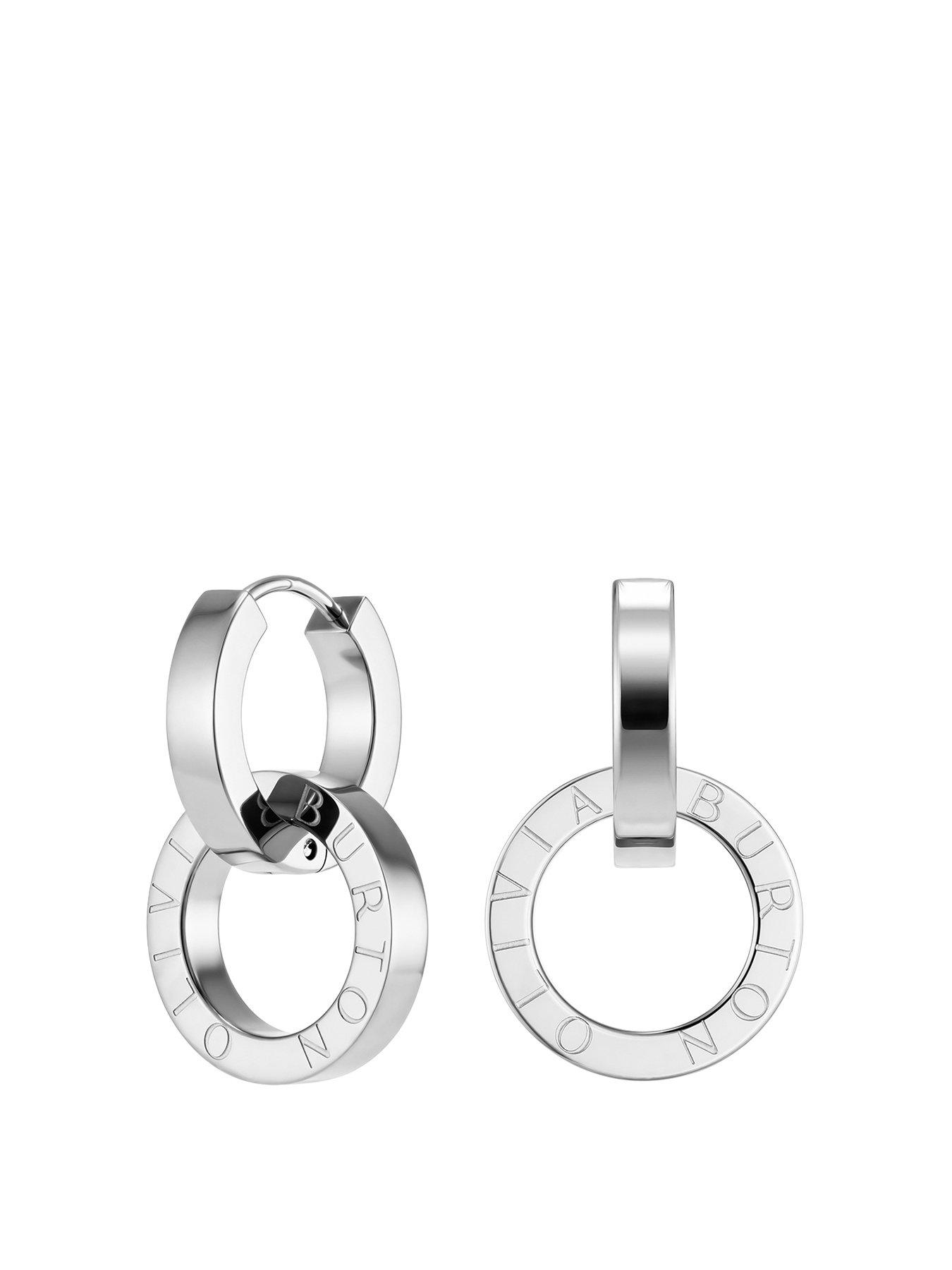 Product photograph of Olivia Burton Honeycomb Toggle Stainless Steel Hoop Earrings from very.co.uk