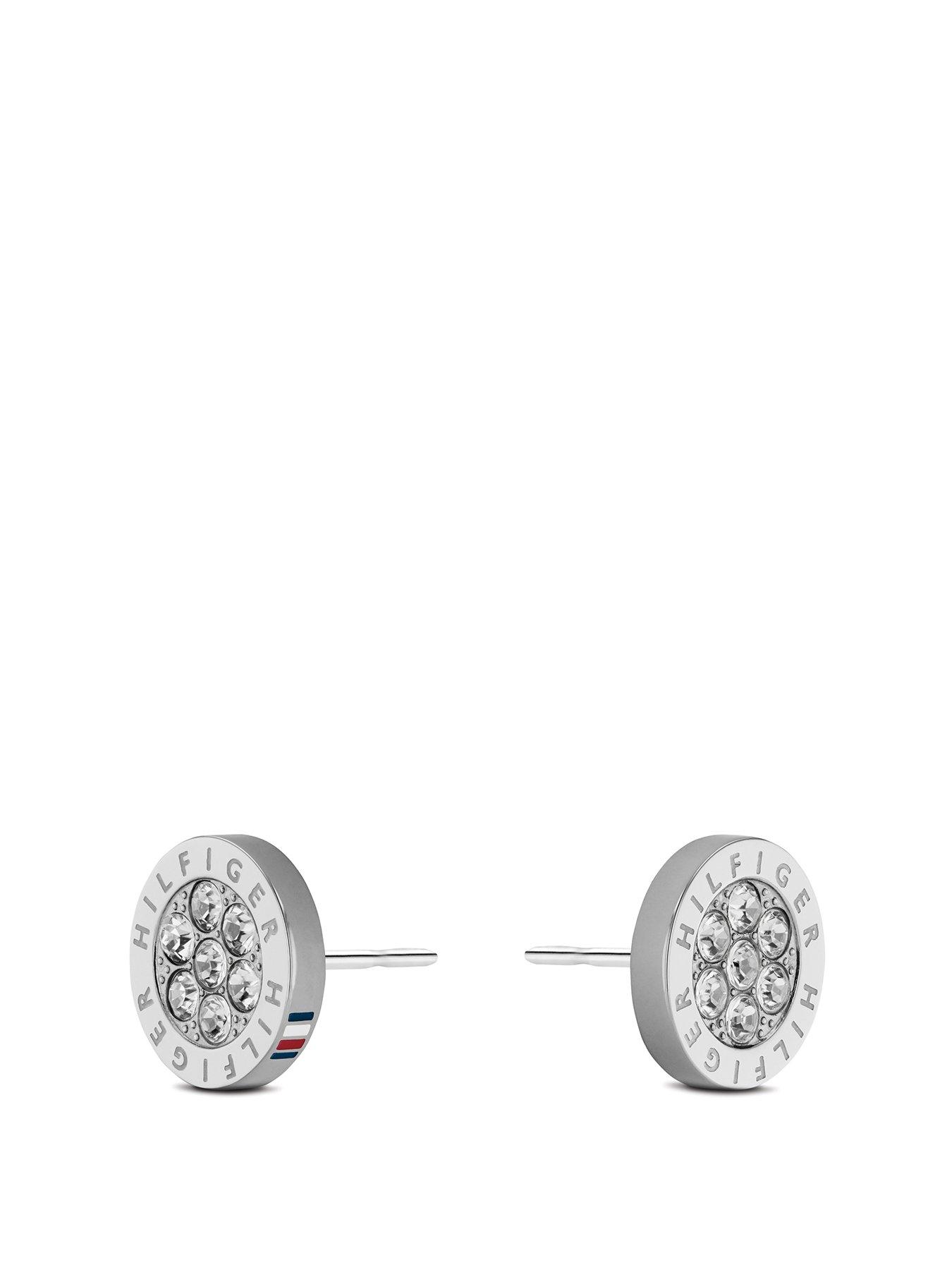 Product photograph of Tommy Hilfiger Womens Crystal Centred Stud Earrings from very.co.uk