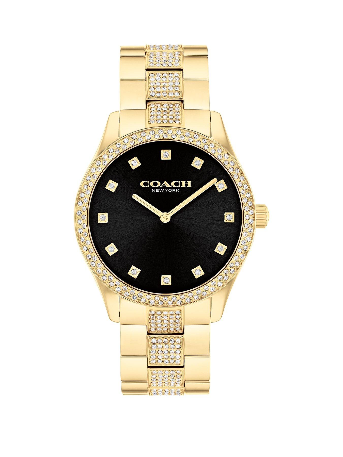 Product photograph of Coach Ladies Brooks Gold Ip Bracelet Watch from very.co.uk