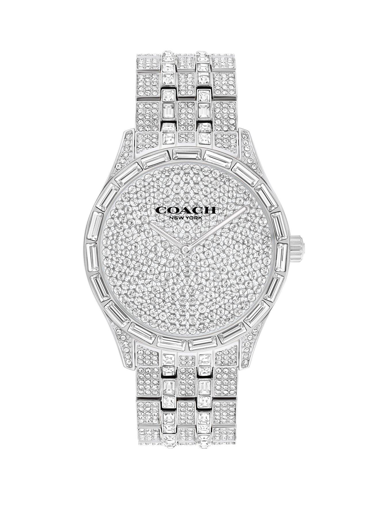 Product photograph of Coach Ladies Brooks Crystal Set Bracelet Watch from very.co.uk
