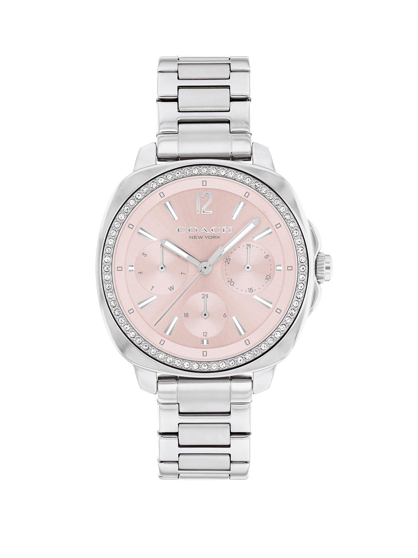 Product photograph of Coach Ladies Kitt Stainless Steel Bracelet Watch from very.co.uk