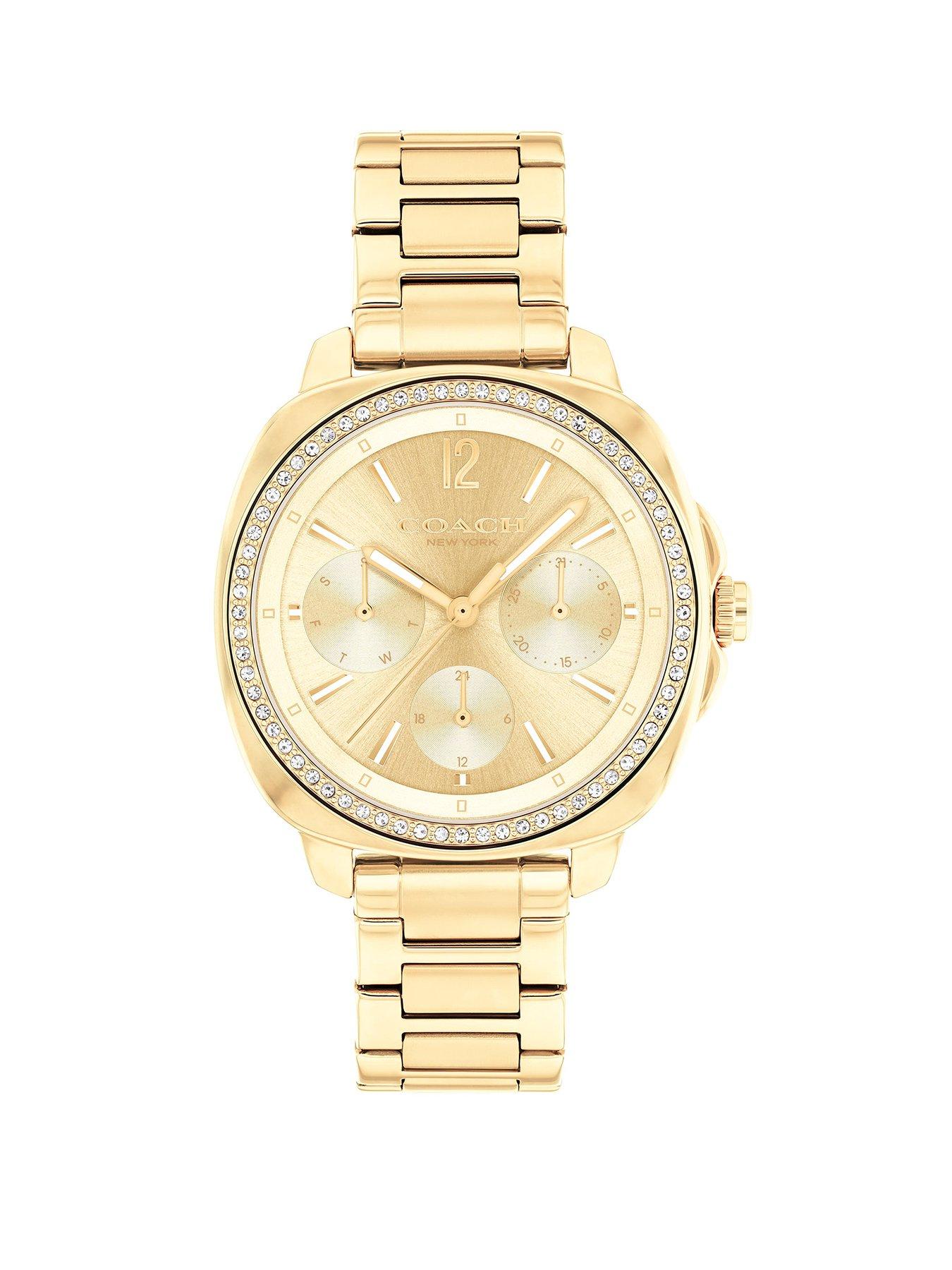 Product photograph of Coach Ladies Kitt Gold Ip Bracelet Watch from very.co.uk