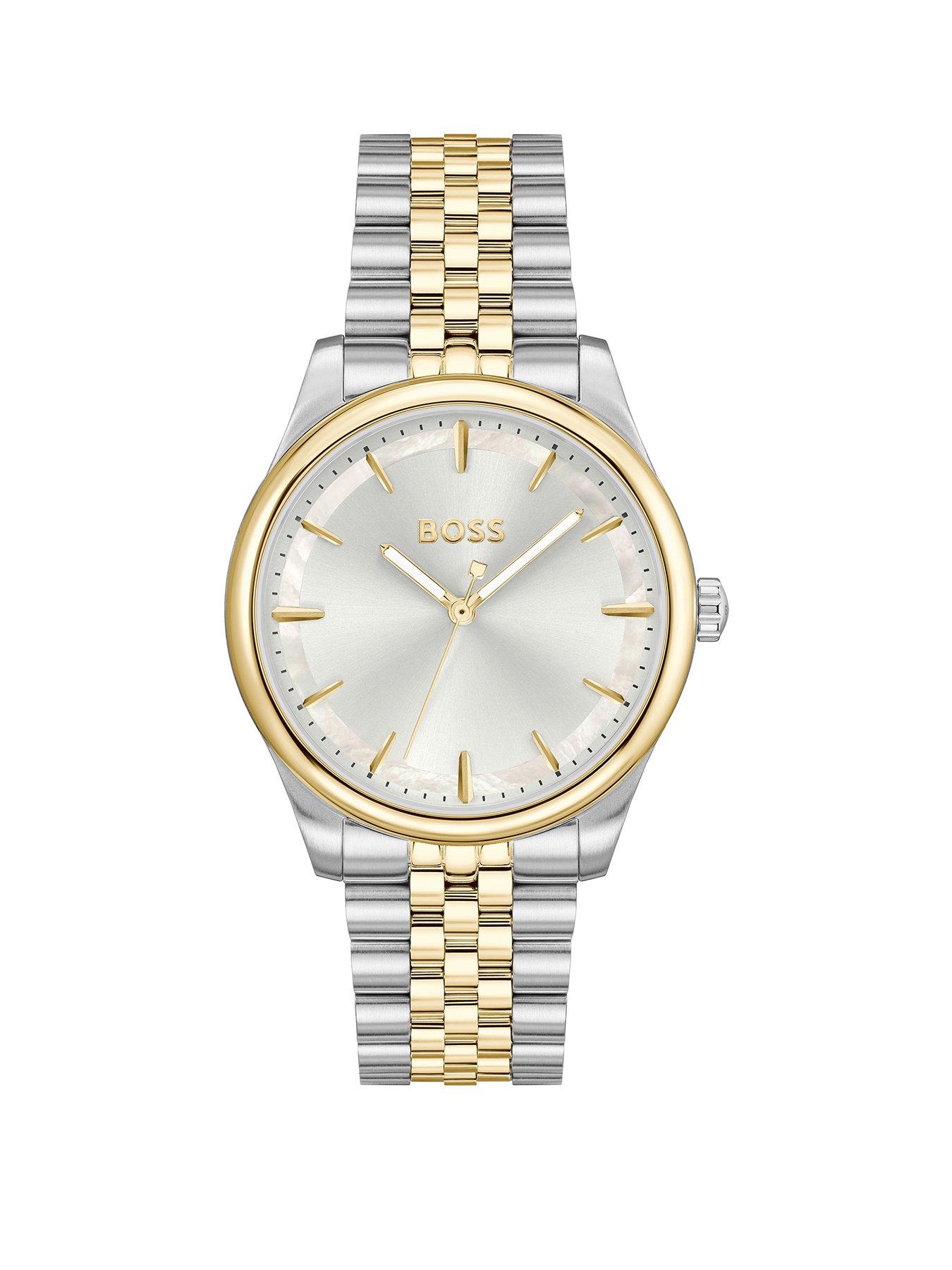 Product photograph of Boss Ladies Graceful Two Tone Stainless Steel Amp Light Gold Ip Watch from very.co.uk