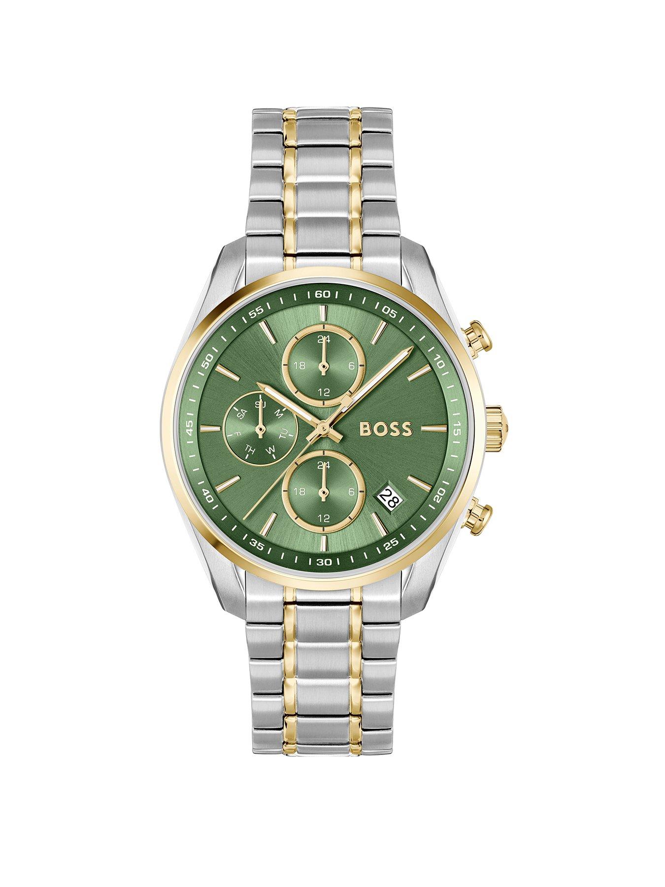 Product photograph of Boss Ladies Grand Tour Multifunction Watch With Green Dial from very.co.uk