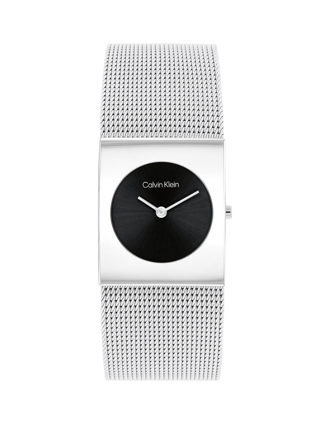 Product photograph of Calvin Klein Womens Calvin Klein Stainless Steel Mesh Bracelet Watch from very.co.uk