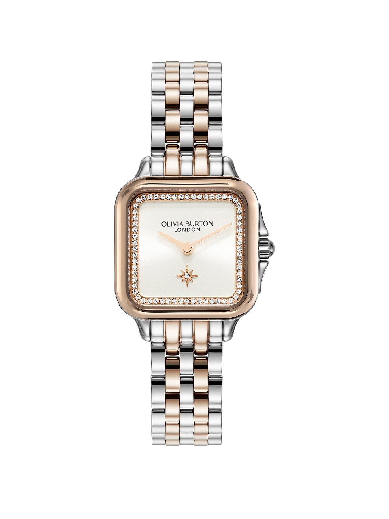 Product photograph of Olivia Burton 28mm Stainless Steel And Rose Gold Grosvenor Watch from very.co.uk