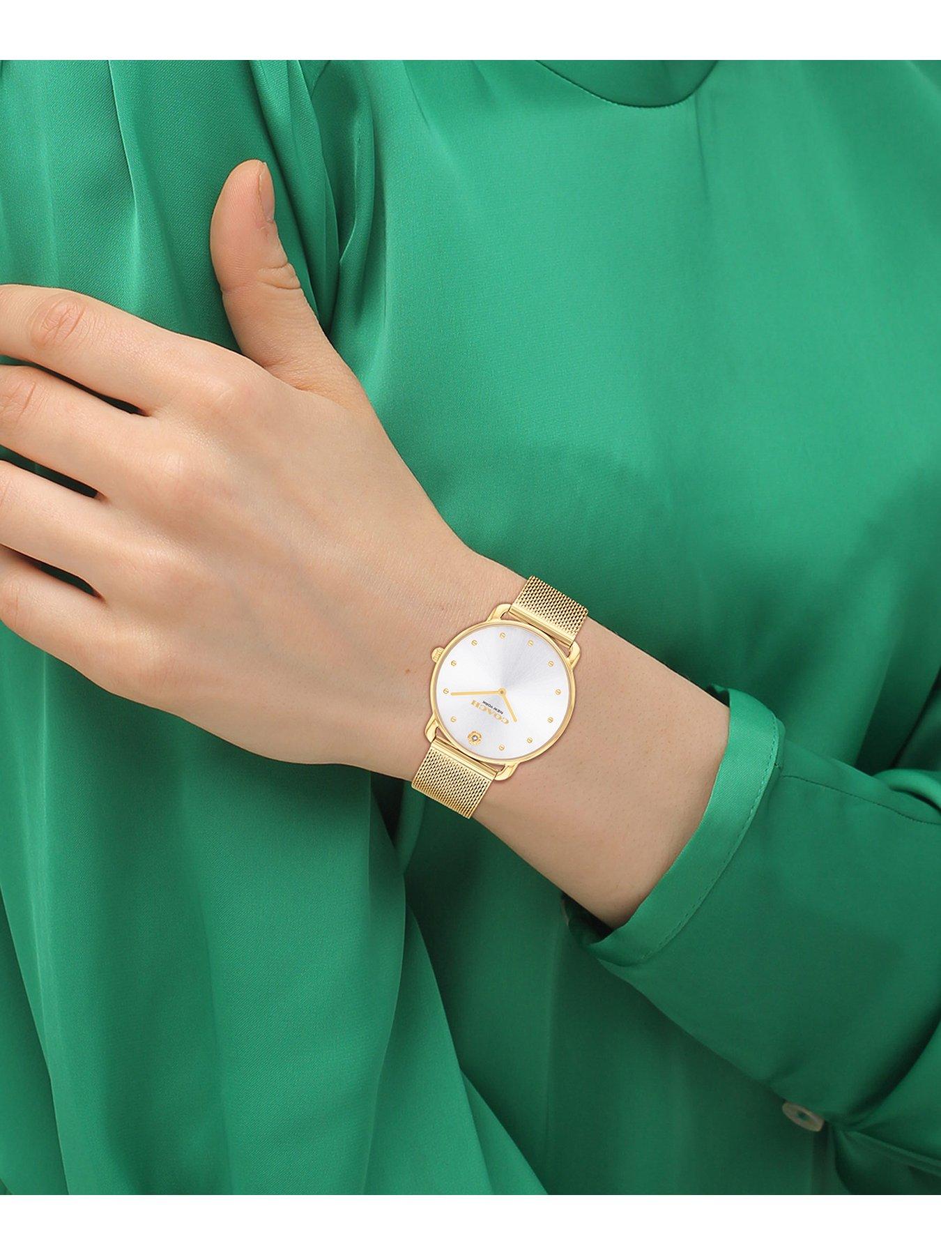 Image 4 of 5 of COACH Ladies Elliot Gold IP Mesh Watch