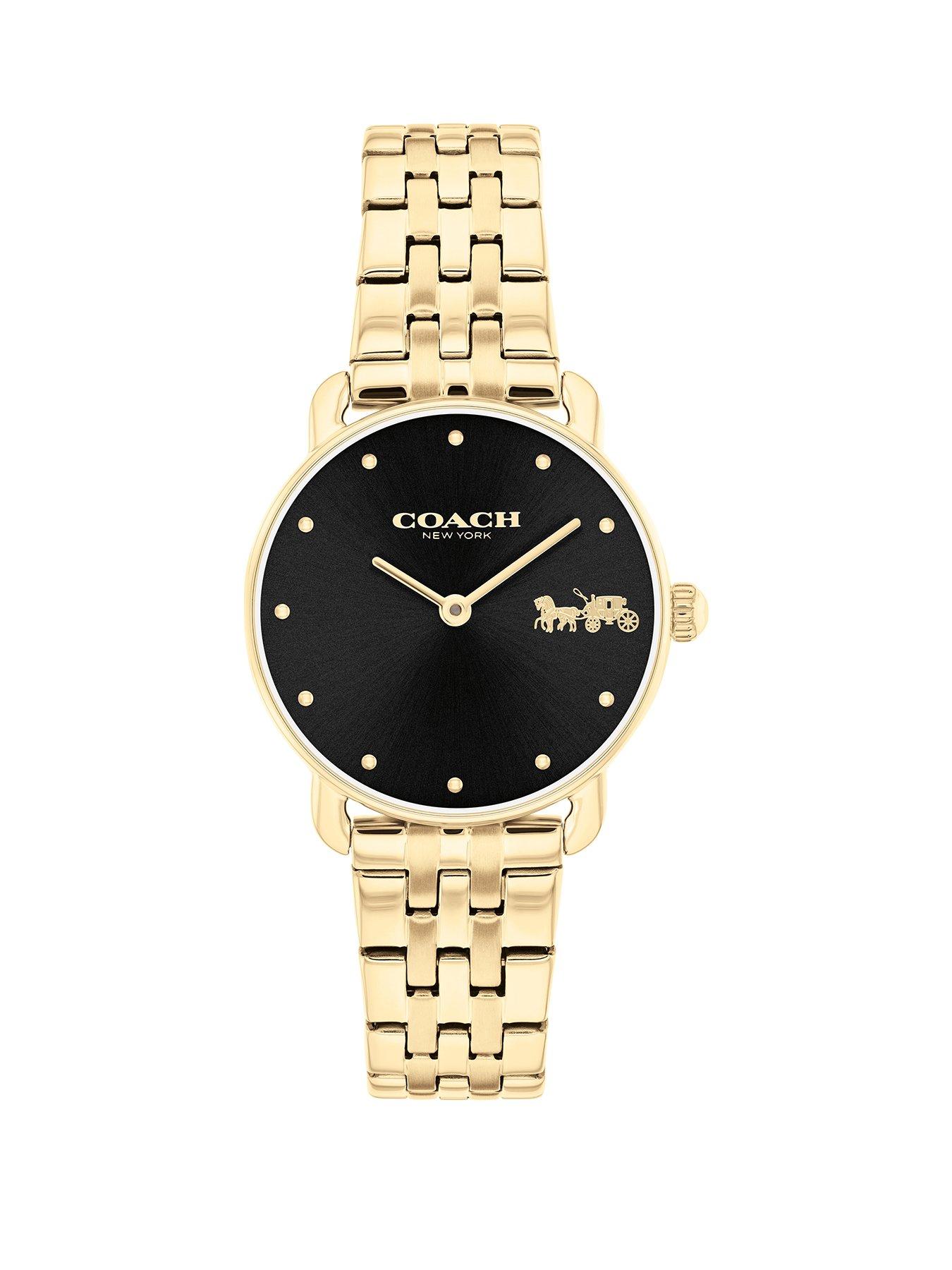 Product photograph of Coach Ladies Elliot Gold Ip Bracelet Watch from very.co.uk