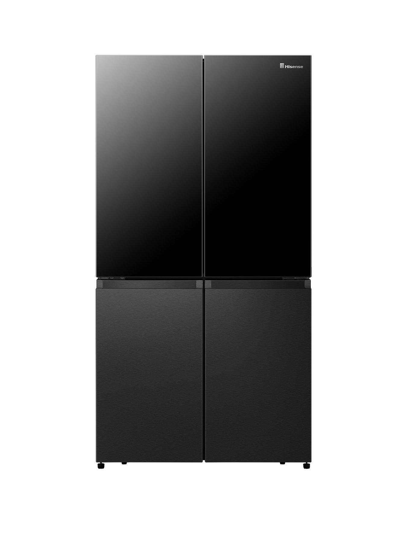 undefined PureFlat Elite RQ5X560SFLEF Cross Door American Fridge Freezer - Black Glass and Stainless Steel