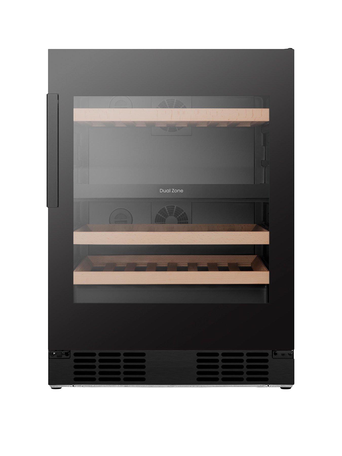 Hisense RW3N122GSLF Integrated 46-Bottle Wine Cooler Dual Zone - Black Glass