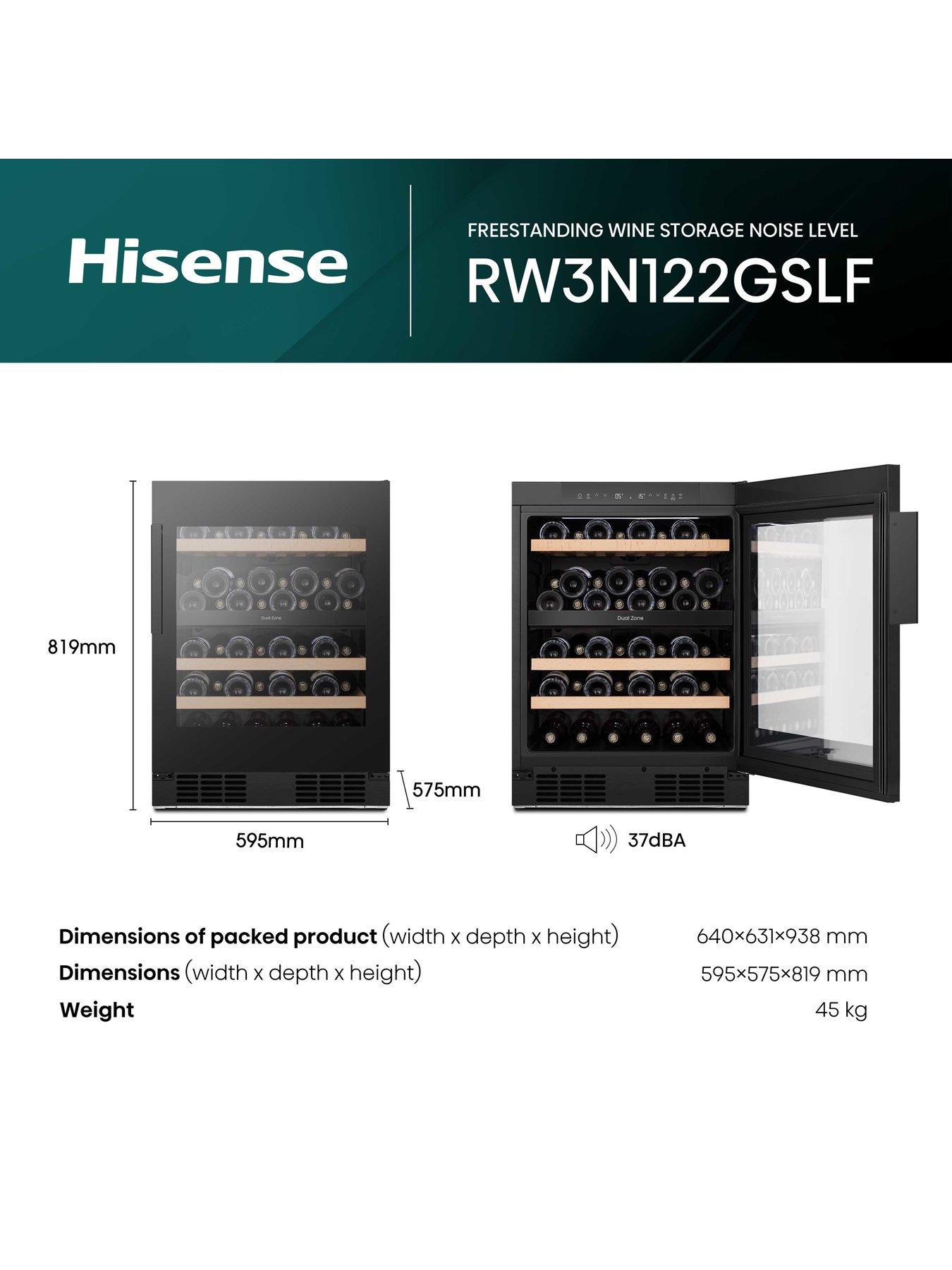 Image 6 of 7 of Hisense RW3N122GSLF Integrated 46-Bottle&nbsp;Wine Cooler Dual Zone - Black Glass