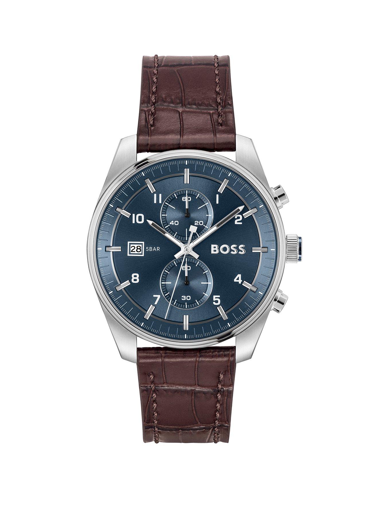 Image 1 of 5 of BOSS Gents Skytraveller Chronograph Watch with Brown Leather Strap