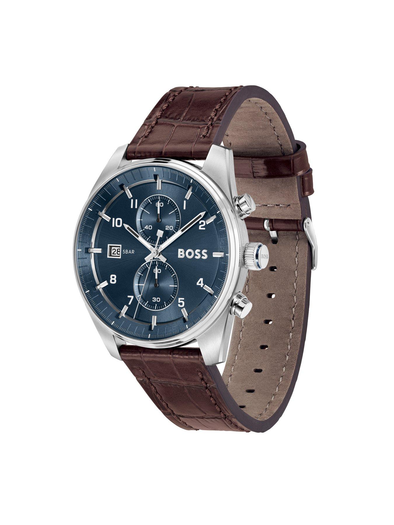 Image 3 of 5 of BOSS Gents Skytraveller Chronograph Watch with Brown Leather Strap