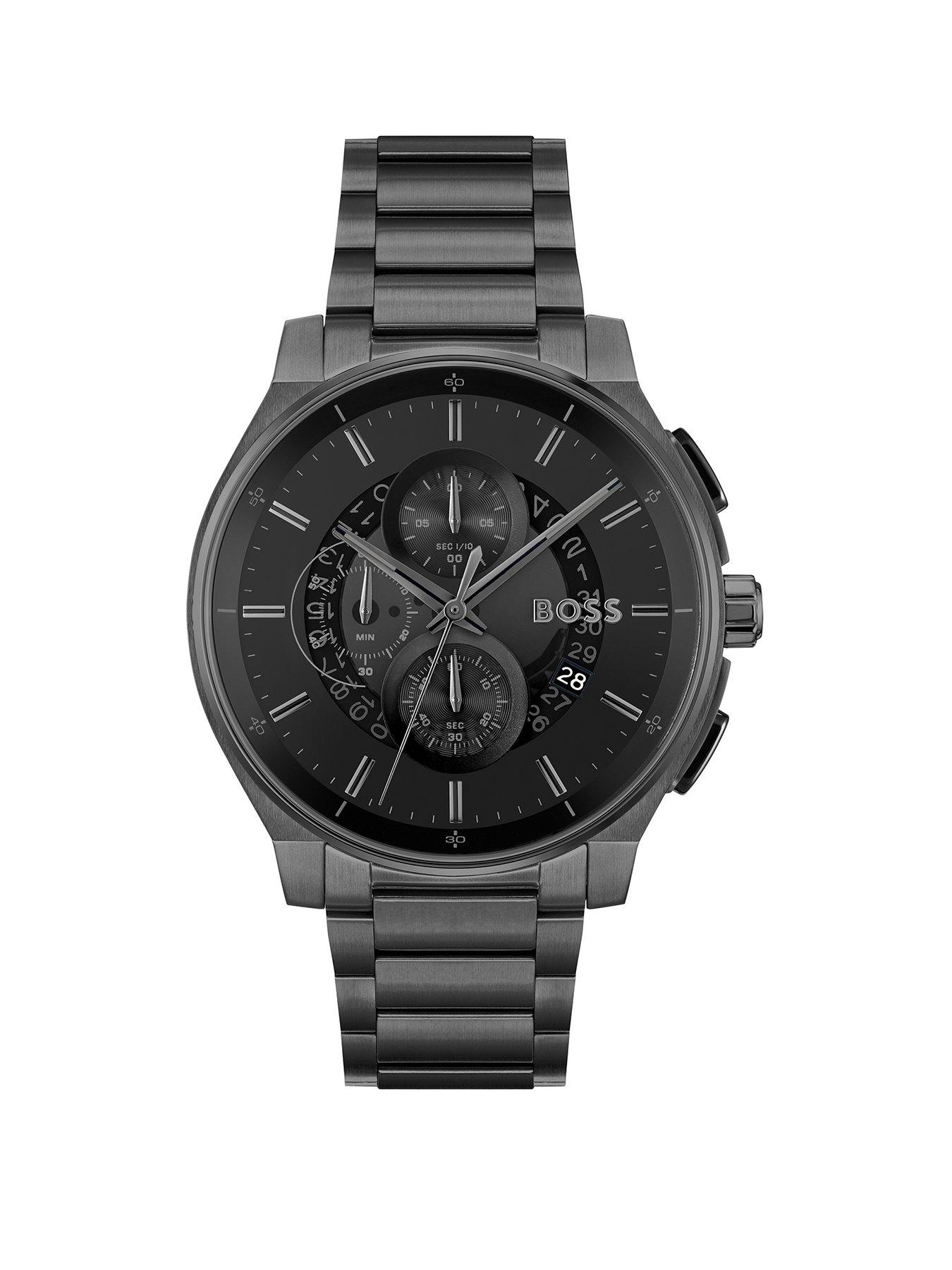 Product photograph of Boss Gents Peak Chronograph Black Ip Watch from very.co.uk