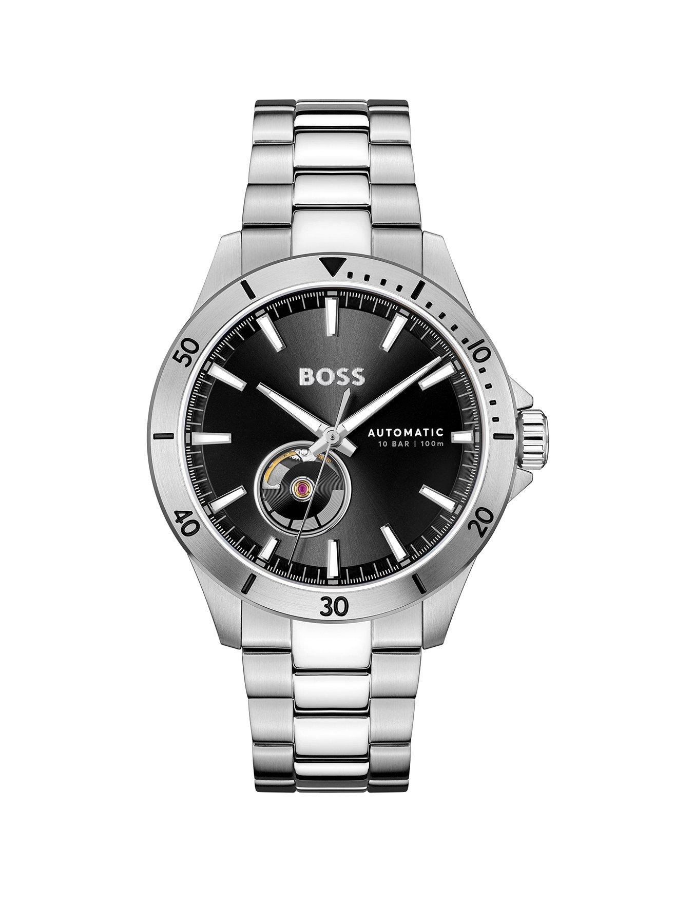 Product photograph of Boss Gents Automatic Troper Watch With Black Dial from very.co.uk