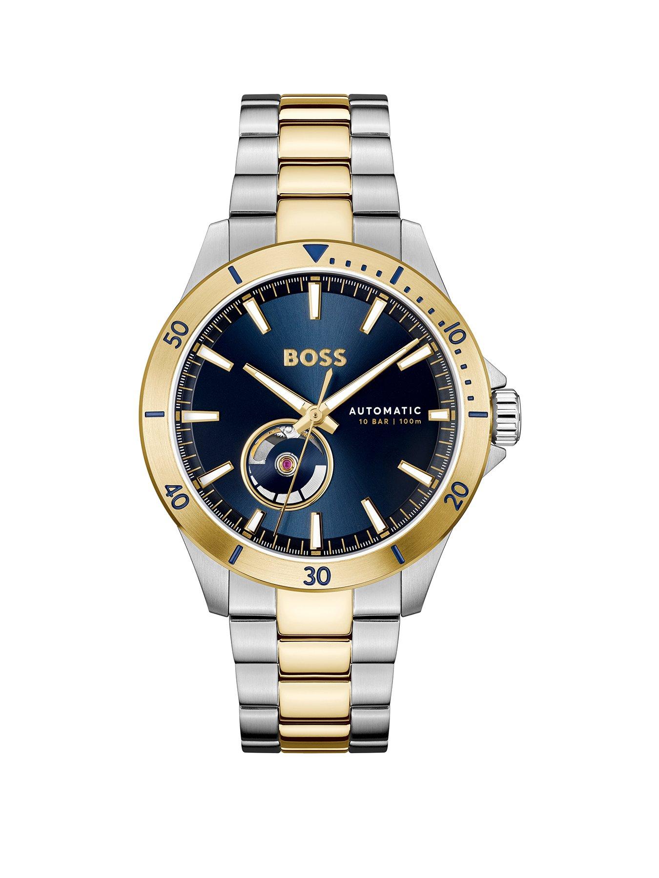 BOSS Gents Automatic Troper Watch with Two Tone Yellow Gold IP  &  Stainless Steel