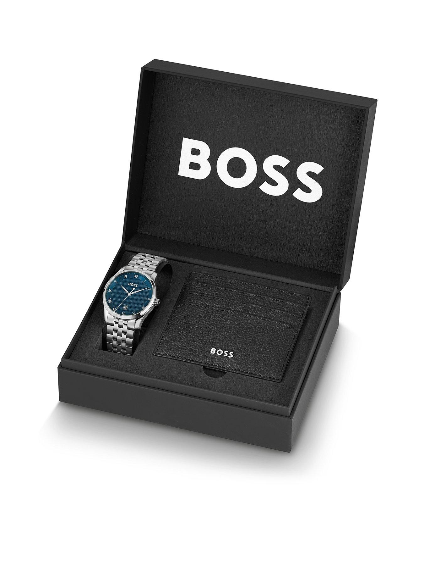 Product photograph of Boss Gents Boss Principle Watch And Card Holder Gift Set from very.co.uk