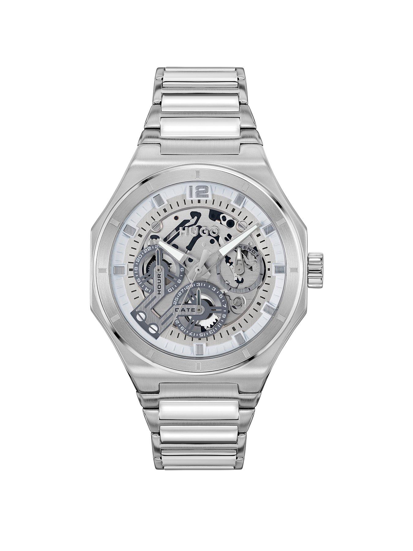 HUGO Gents #GRAIL Skeleton Stainless Steel Multifunction Bracelet Watch