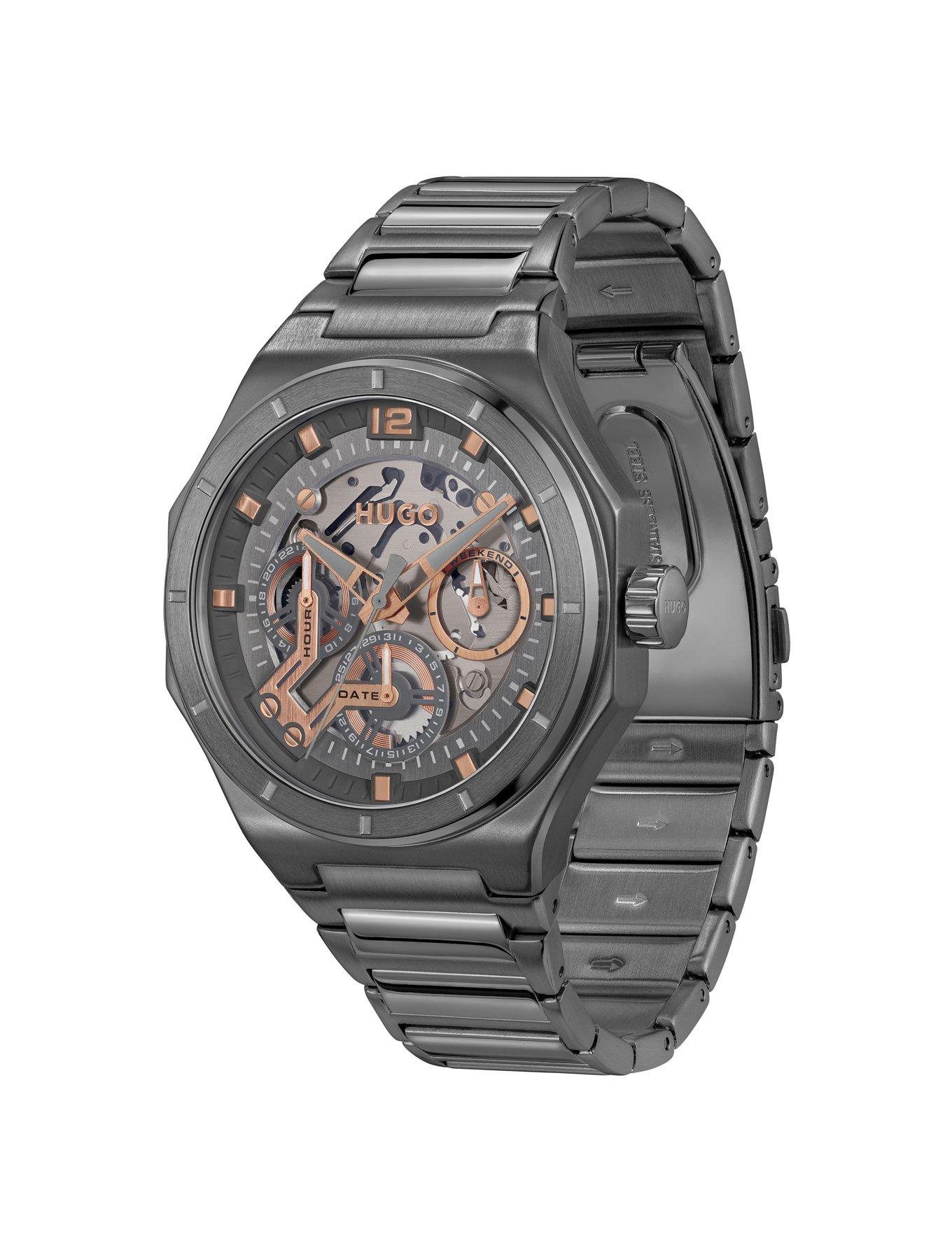 Image 2 of 6 of HUGO Grey Skeleton IP Multifunction Bracelet Grail Watch
