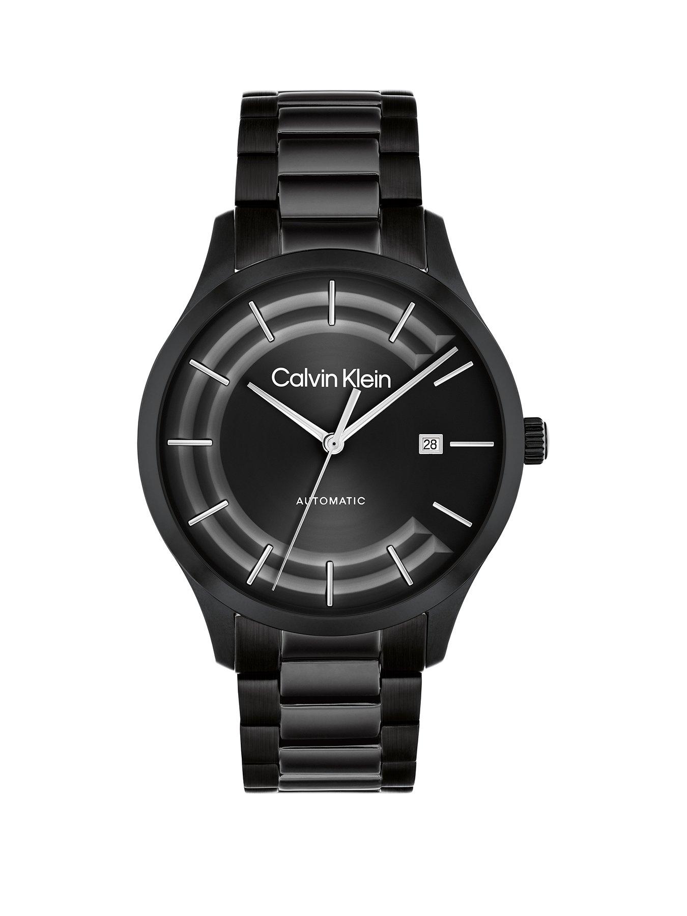 Product photograph of Calvin Klein Mens Calvin Klein Black Ip Automatic Watch from very.co.uk