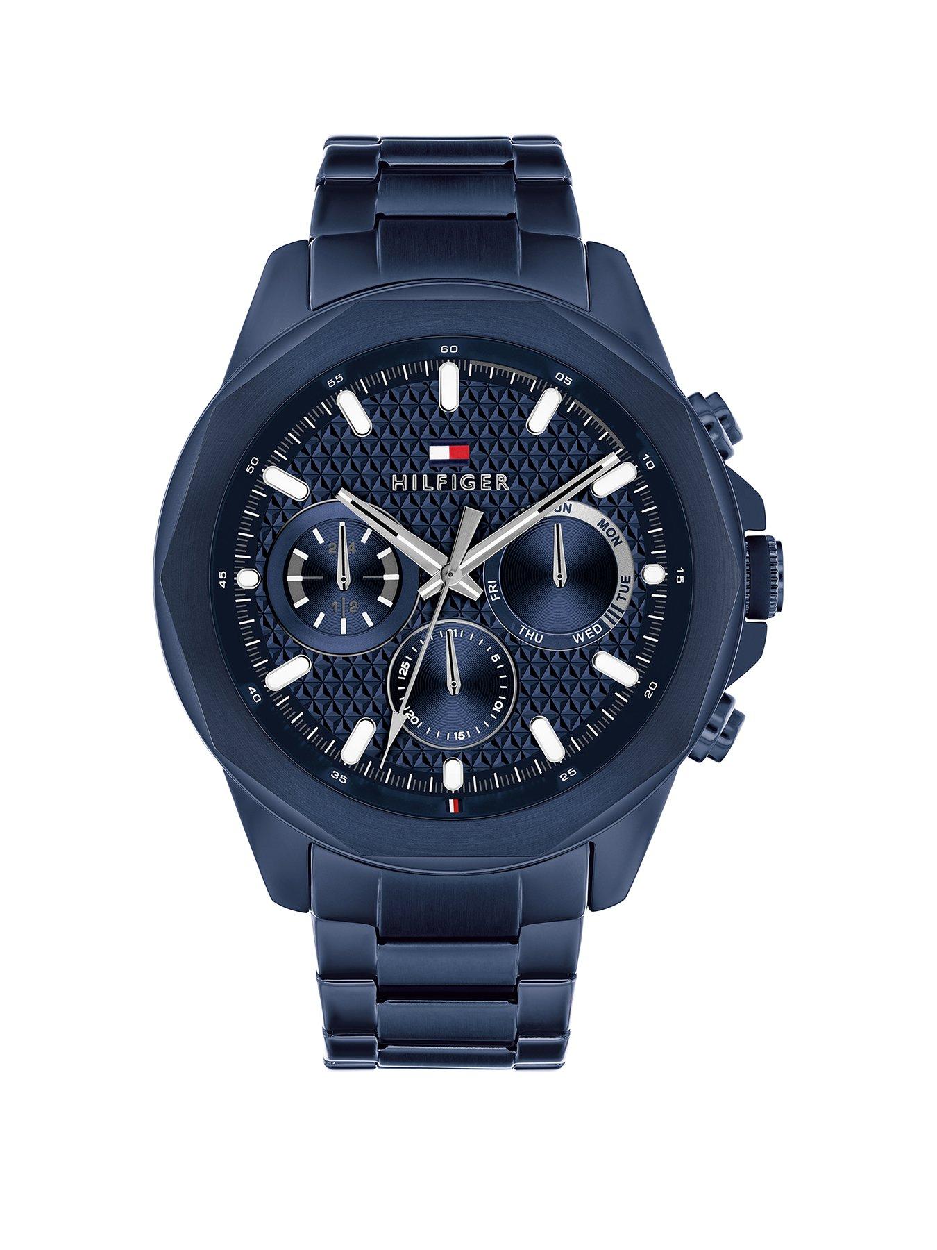 Product photograph of Tommy Hilfiger Mens Blue Ip Bracelet Watch from very.co.uk