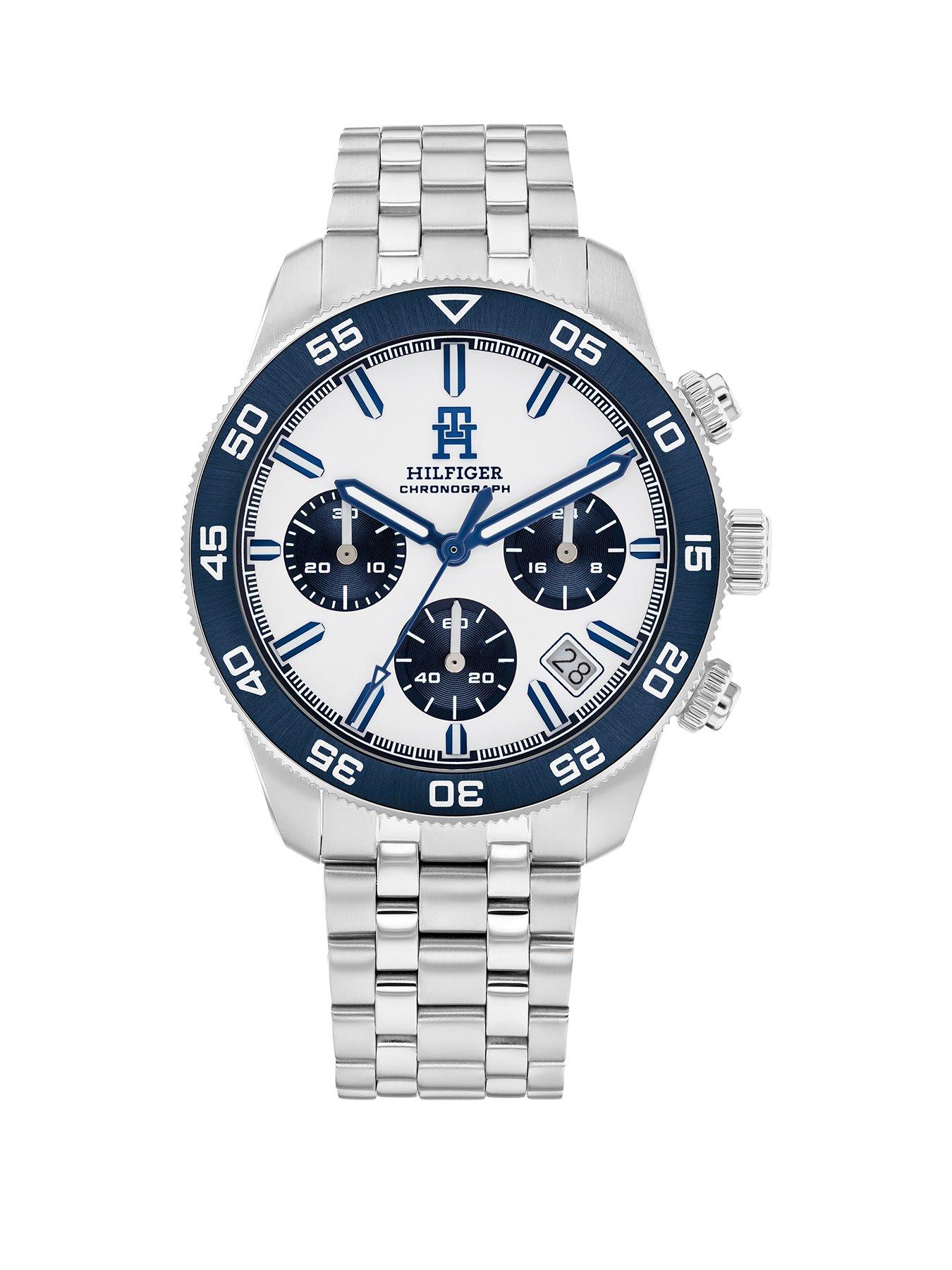 Product photograph of Tommy Hilfiger Stainless Steel Chronograph Mens Watch from very.co.uk