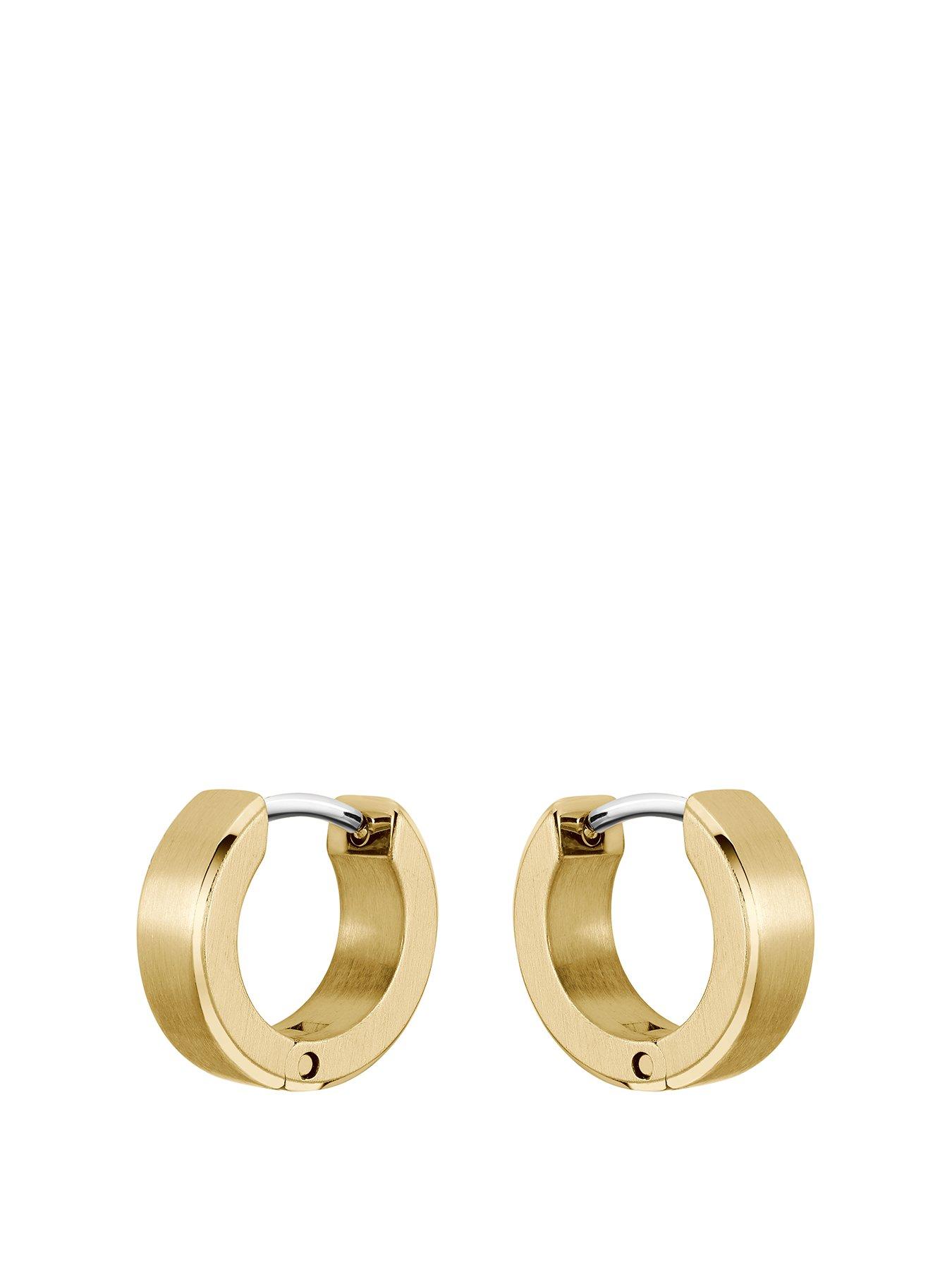 Product photograph of Boss Gents Odell Yellow Gold Ip Earrings from very.co.uk