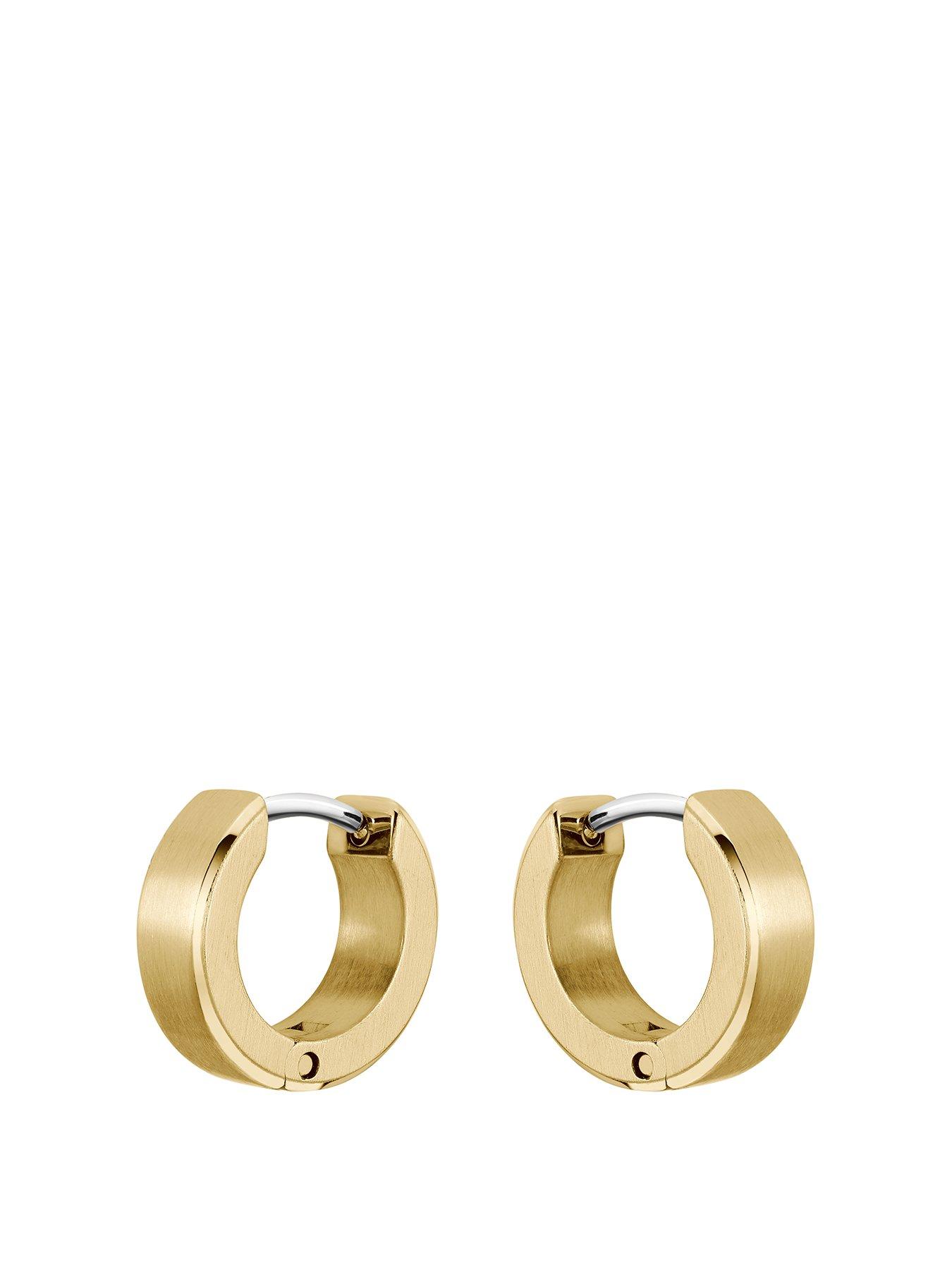 Product photograph of Boss Gents Odell Yellow Gold Ip Earrings from very.co.uk