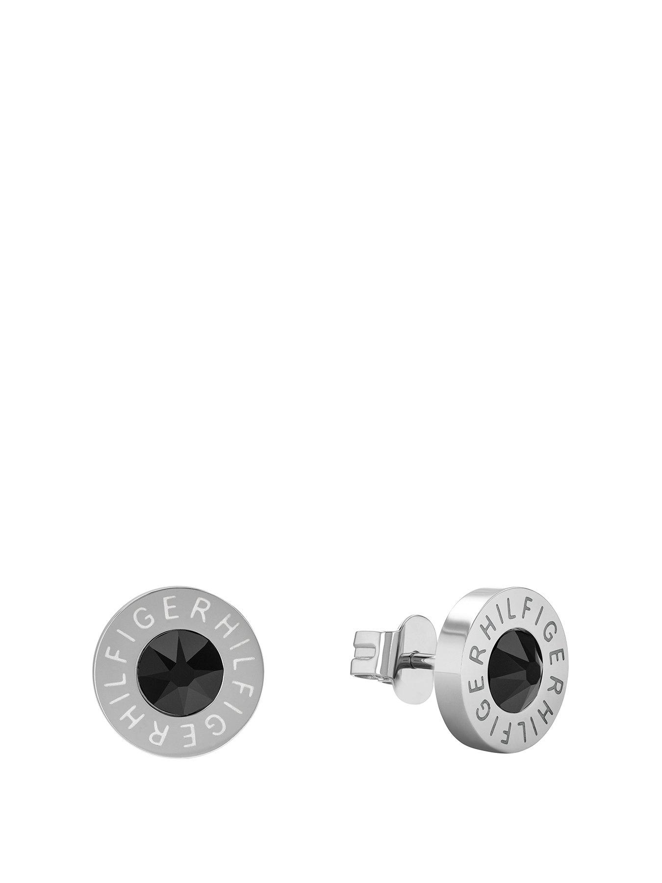 Tommy Hilfiger Mens Black Stone Earrings