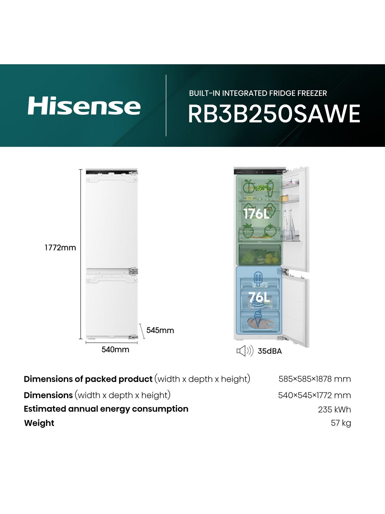 Image 6 of 8 of Hisense RB3B250SAWE Integrated 60/40 Total No Frost Fridge Freezer, Fixed Hinge - White