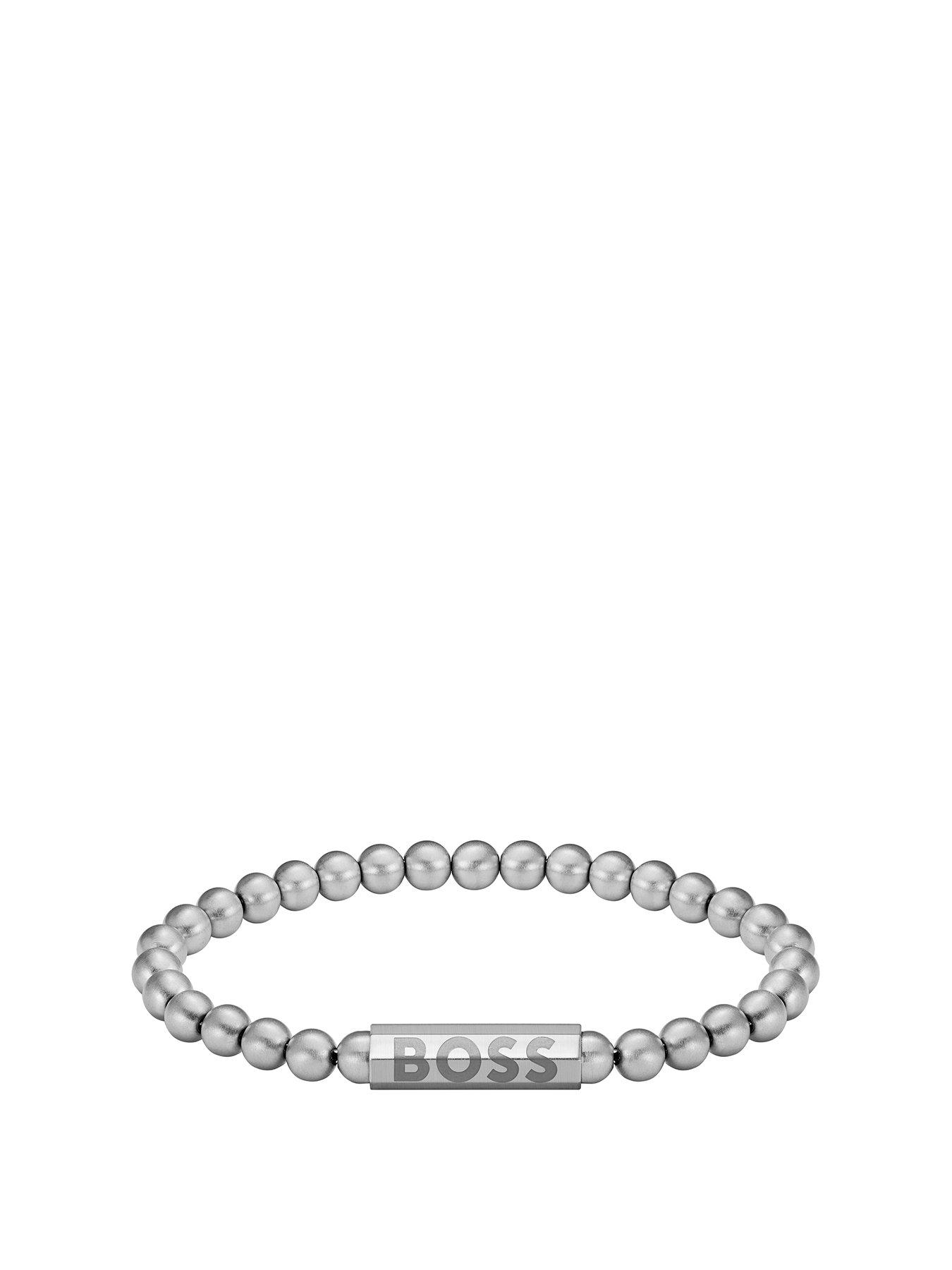 Product photograph of Boss Gents Sphere Metal Bead Bracelet from very.co.uk