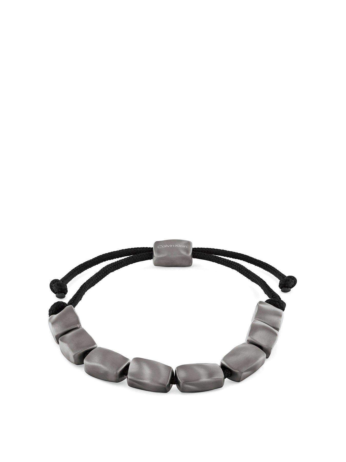 Product photograph of Calvin Klein Mens Calvin Klein Gun Metal Ip And Black Bracelet from very.co.uk