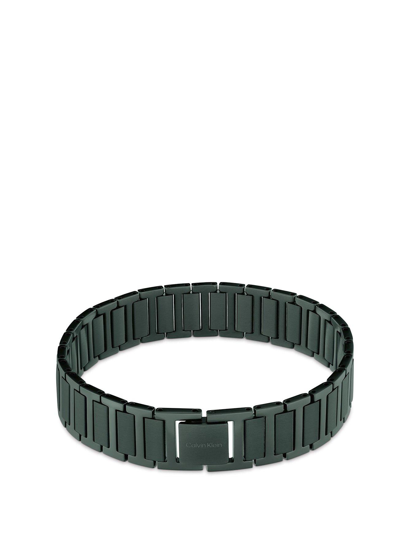 Product photograph of Calvin Klein Mens Calvin Klein Green Ip Link Bracelet from very.co.uk