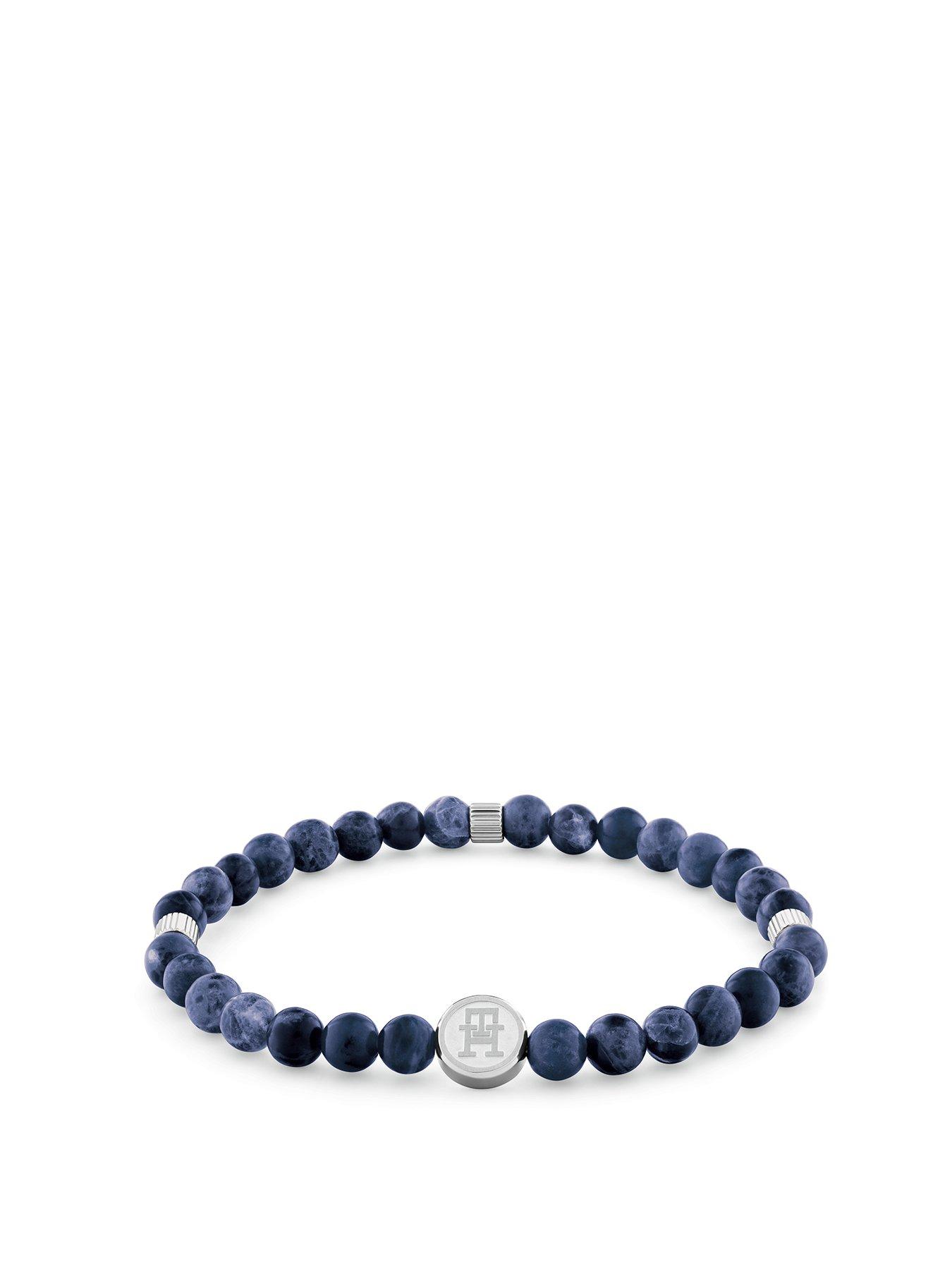 undefined mens blue IP sodalite beaded bracelet