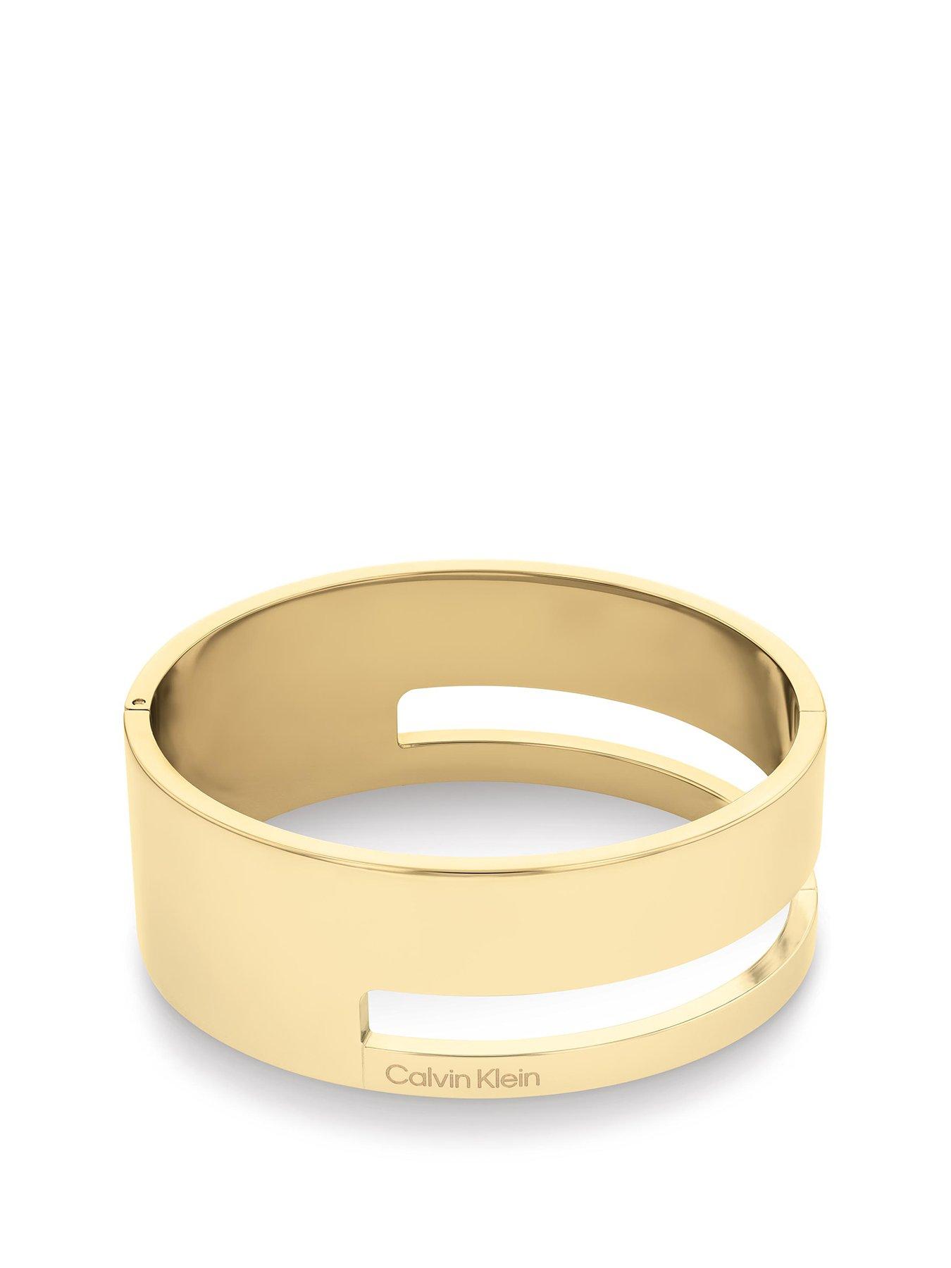 Product photograph of Calvin Klein Womens Calvin Klein Gold Plated Bangle from very.co.uk