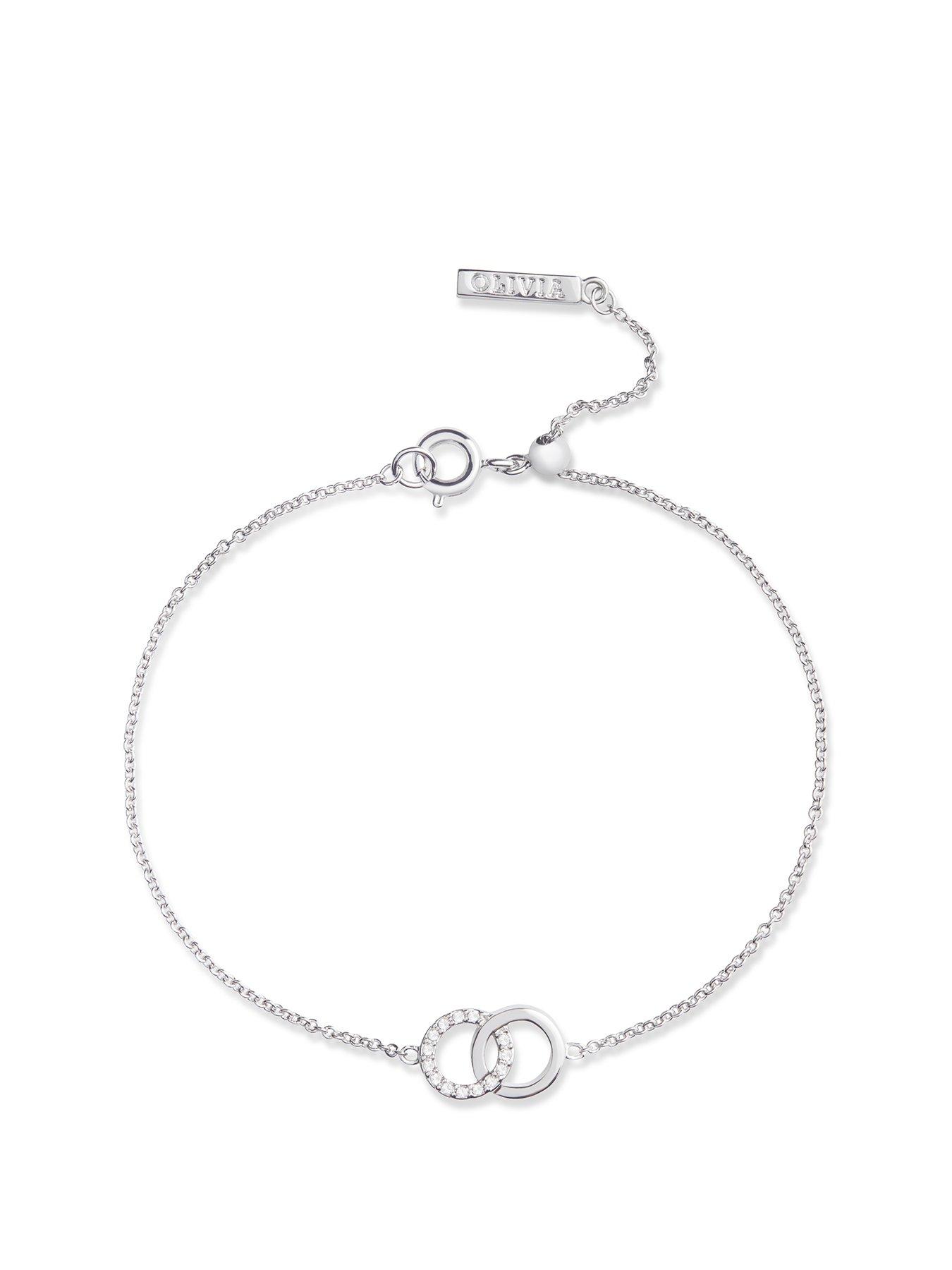 Product photograph of Olivia Burton Bejewelled Interlink Chain Bracelet Silver Plated from very.co.uk