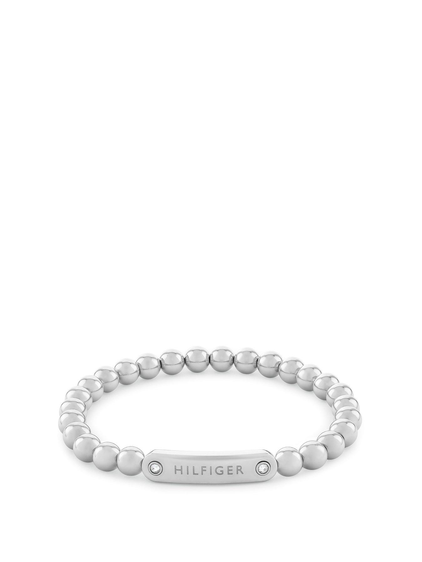 Product photograph of Tommy Hilfiger Womens Stainless Steel Beaded Bracelet from very.co.uk