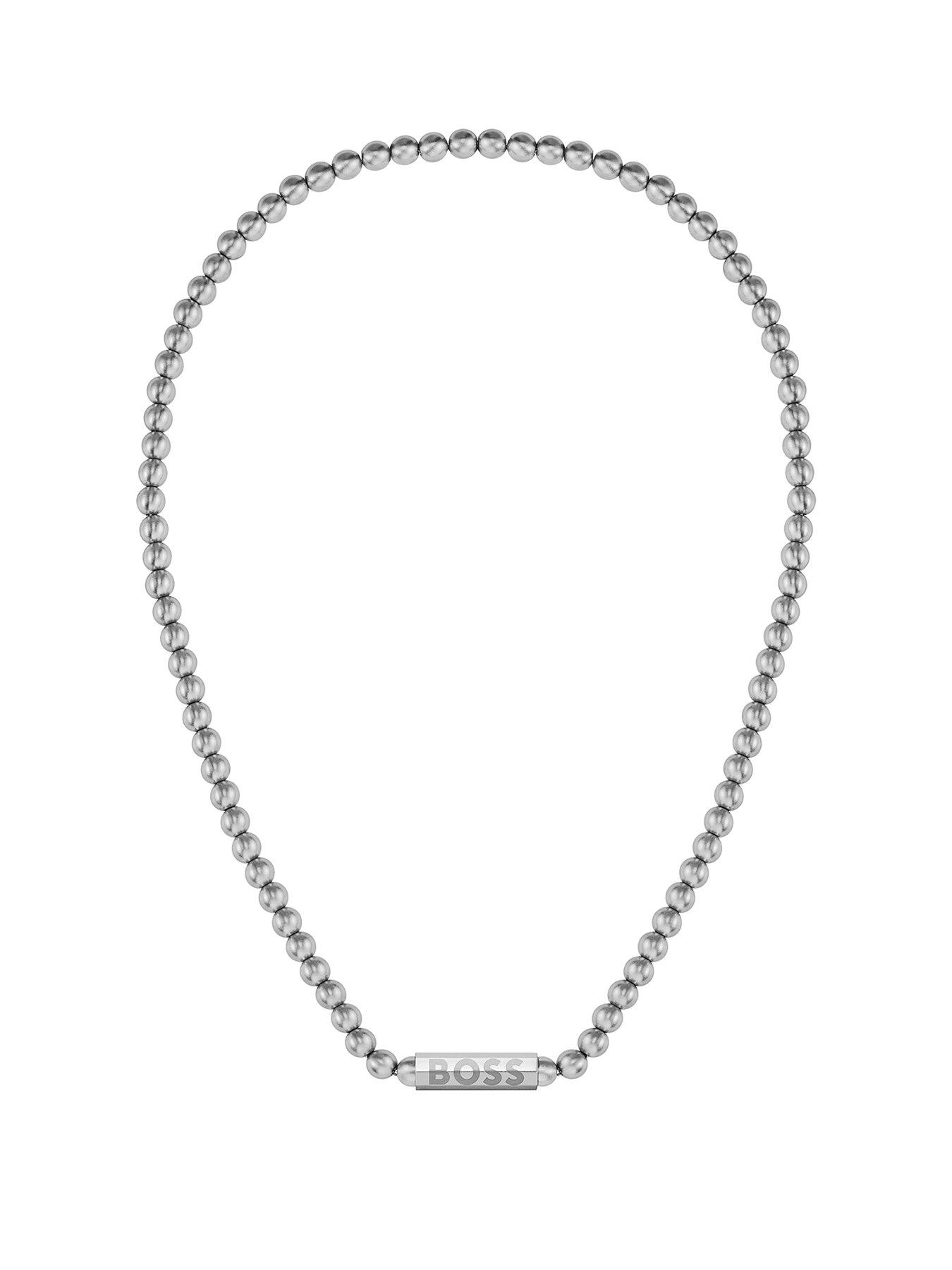 Product photograph of Boss Gents Sphere Metal Bead Necklace from very.co.uk