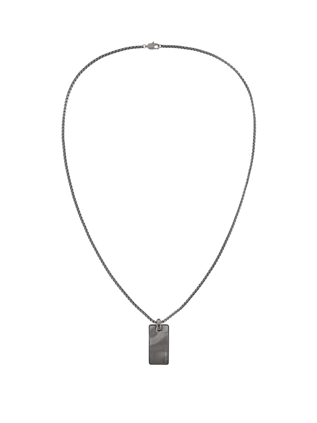 Product photograph of Calvin Klein Mens Calvin Klein Gun Metal Ip Necklace from very.co.uk