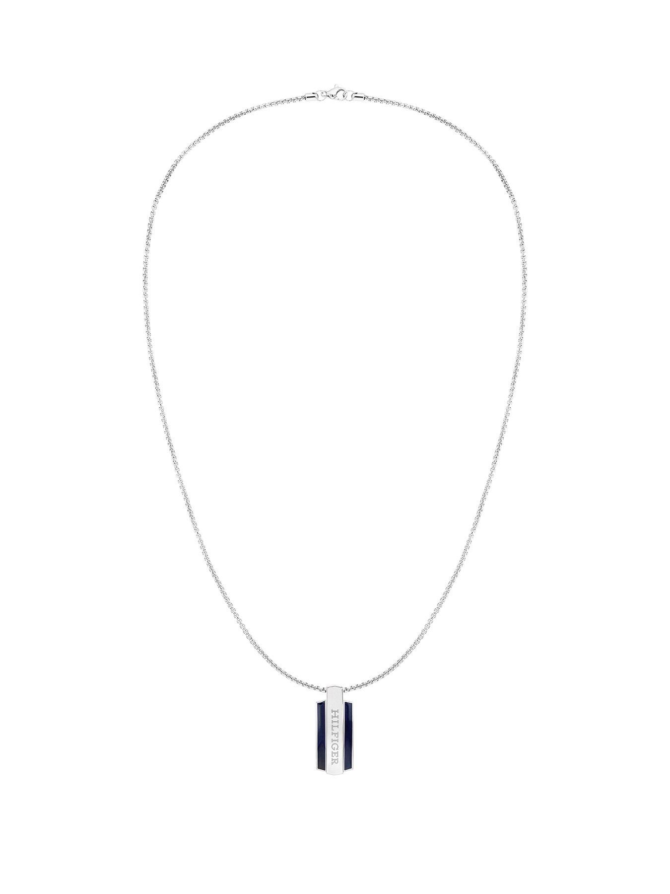 Product photograph of Tommy Hilfiger Mens Stainless Steel Pendant Necklace from very.co.uk