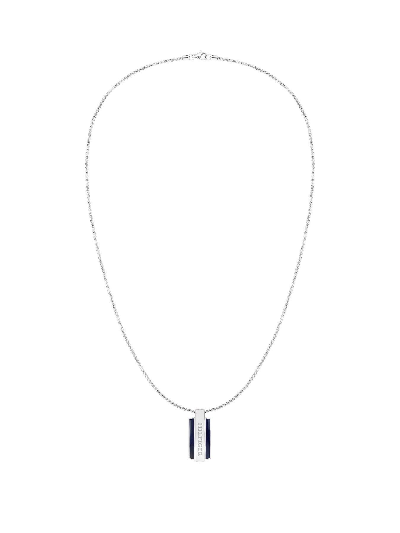 Product photograph of Tommy Hilfiger Mens Stainless Steel Pendant Necklace from very.co.uk