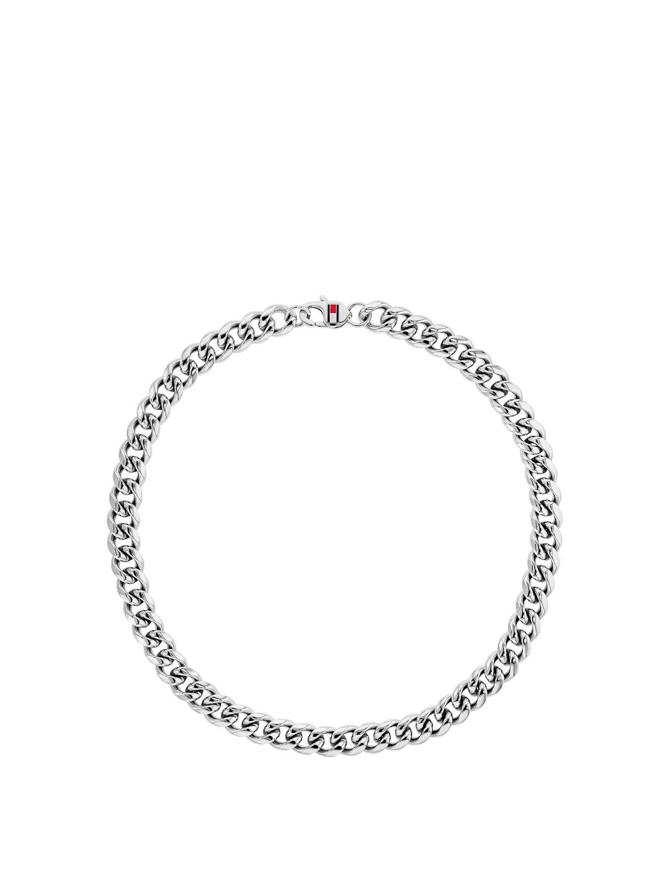 Product photograph of Tommy Hilfiger Mens Stainless Steel Curb Chain Necklace from very.co.uk